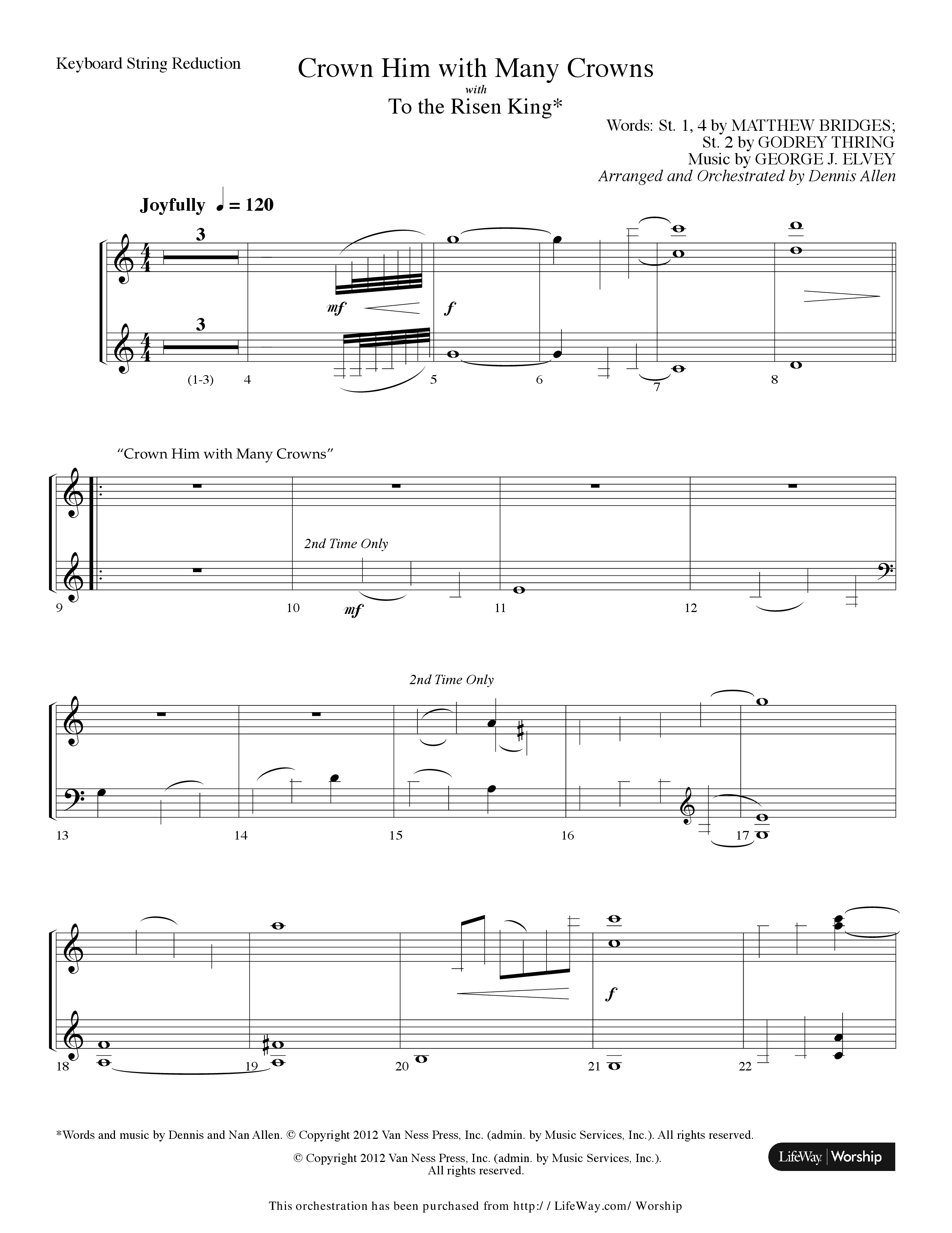 Crown Him With Many Crowns (with To The Risen King) (Choral Anthem SATB) String Reduction (Lifeway Choral / Arr. Dennis Allen)