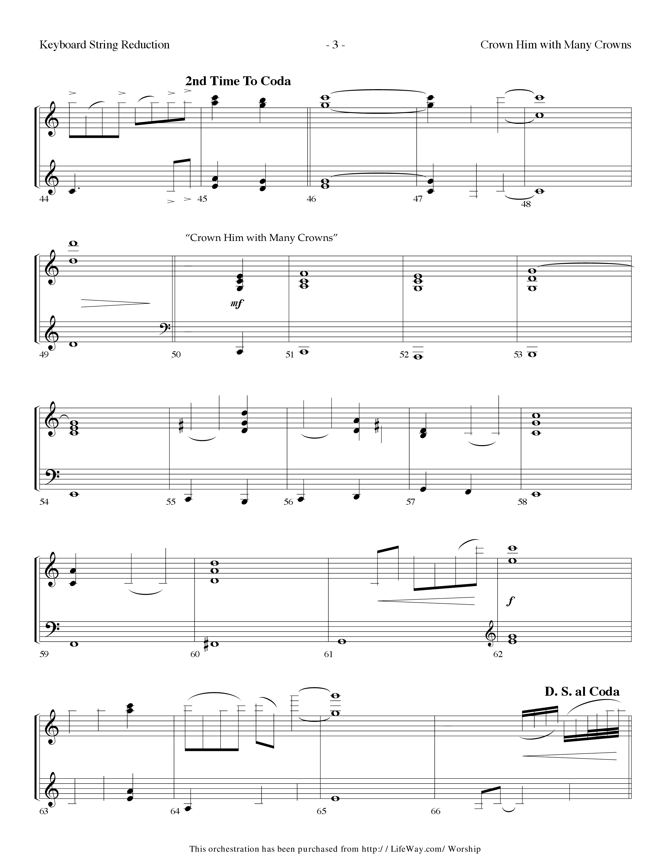 Crown Him With Many Crowns (with To The Risen King) (Choral Anthem SATB) String Reduction (Lifeway Choral / Arr. Dennis Allen)