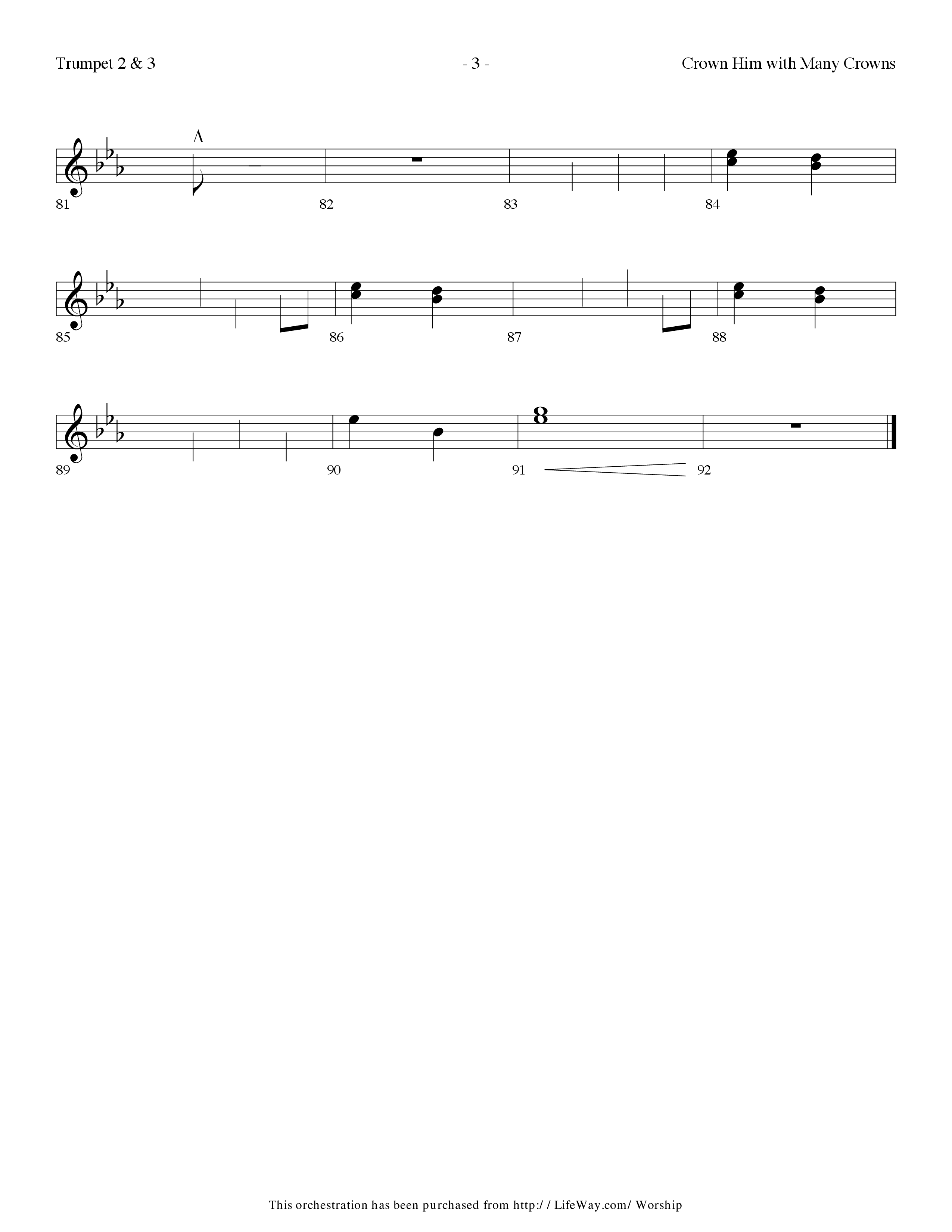 Crown Him With Many Crowns (with To The Risen King) (Choral Anthem SATB) Trumpet 2/3 (Lifeway Choral / Arr. Dennis Allen)