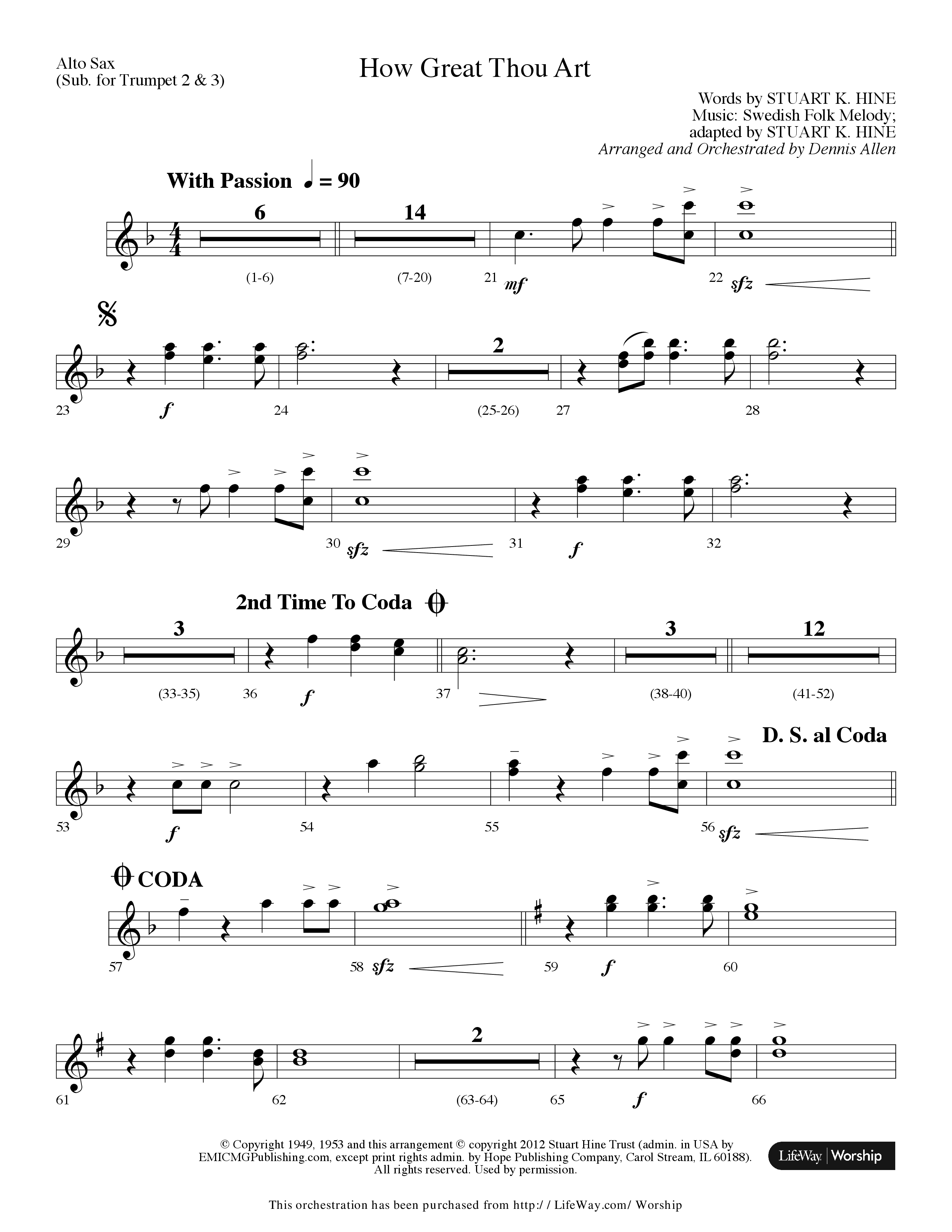 How Great Thou Art (Choral Anthem SATB) Alto Sax (Lifeway Choral / Arr. Dennis Allen)