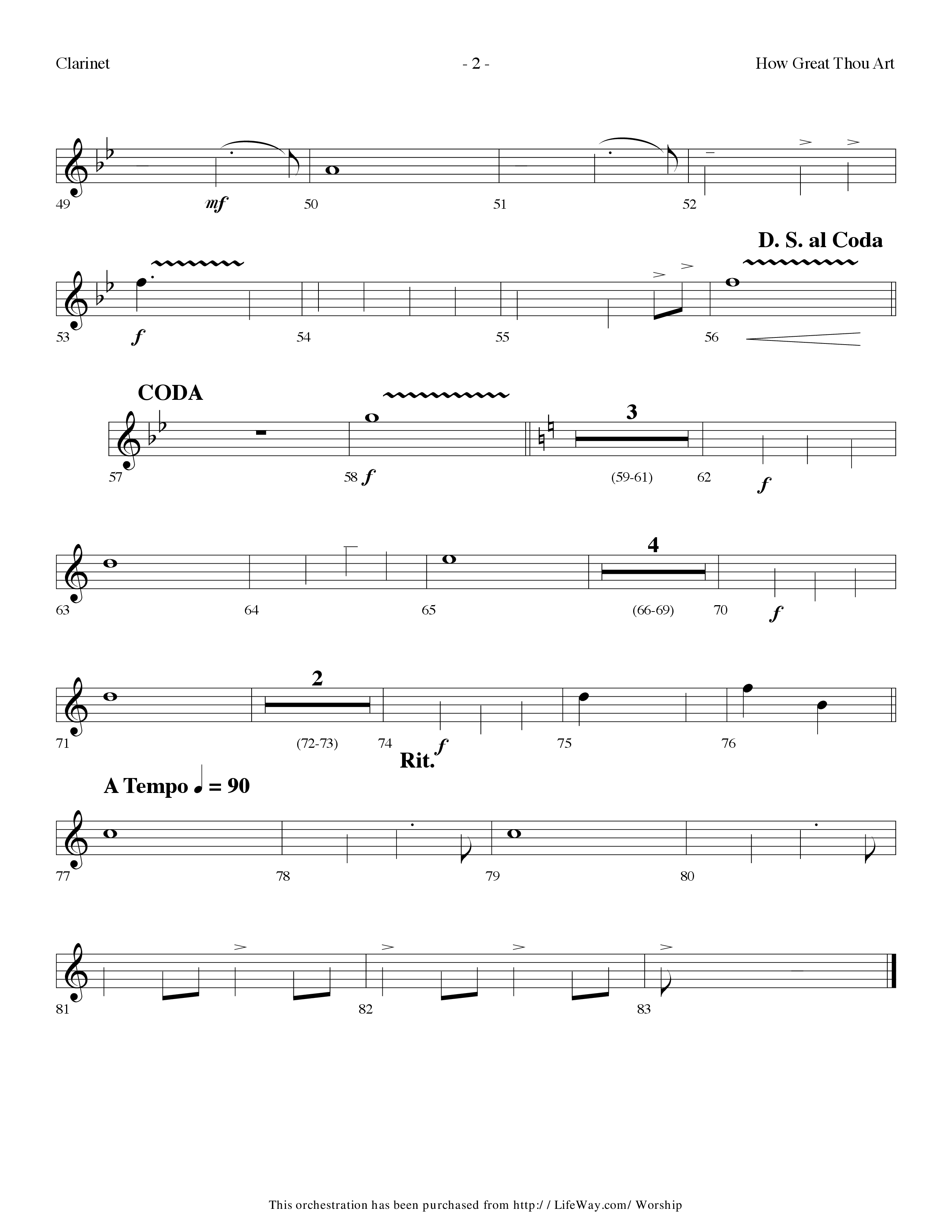 How Great Thou Art (Choral Anthem SATB) Clarinet (Lifeway Choral / Arr. Dennis Allen)