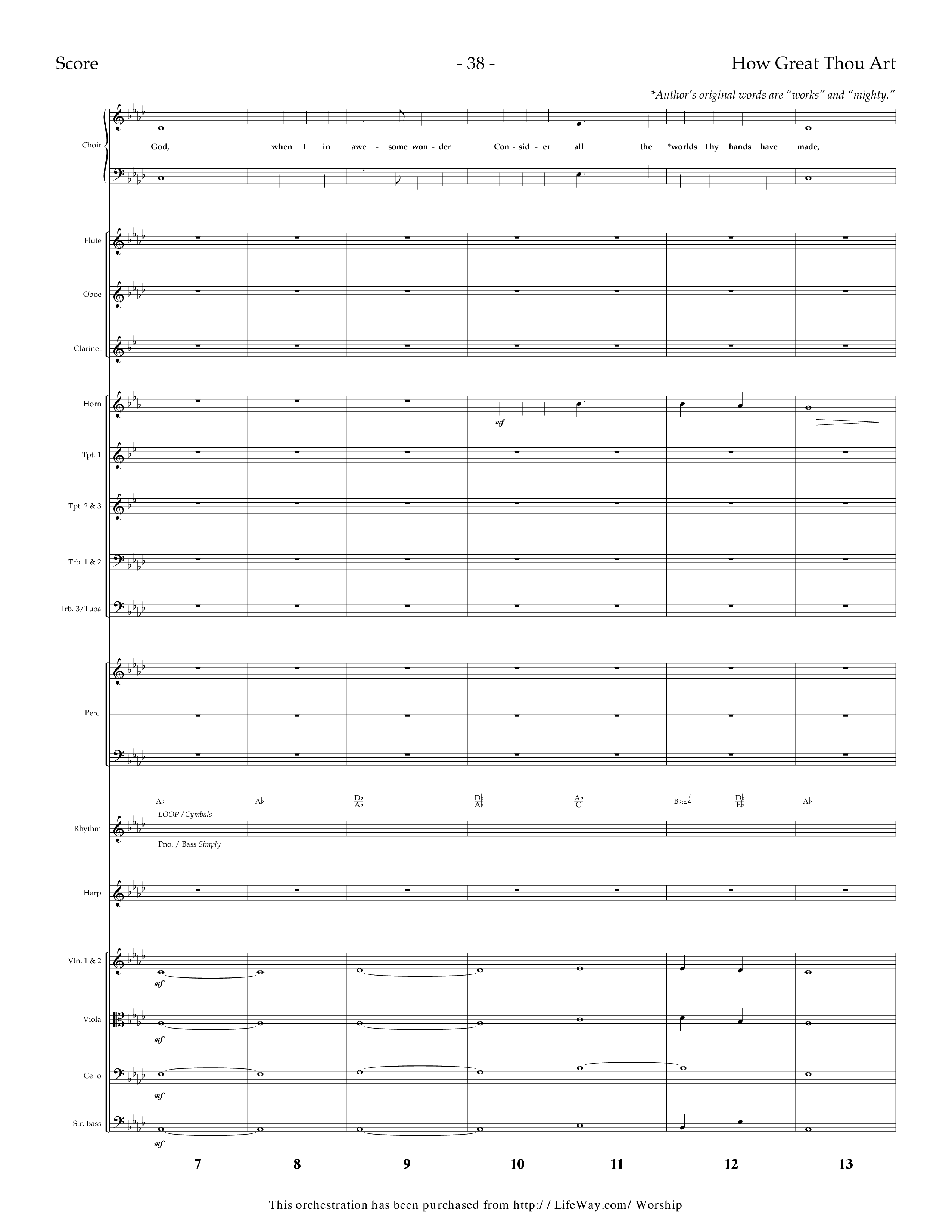 How Great Thou Art (Choral Anthem SATB) Orchestration (Lifeway Choral / Arr. Dennis Allen)