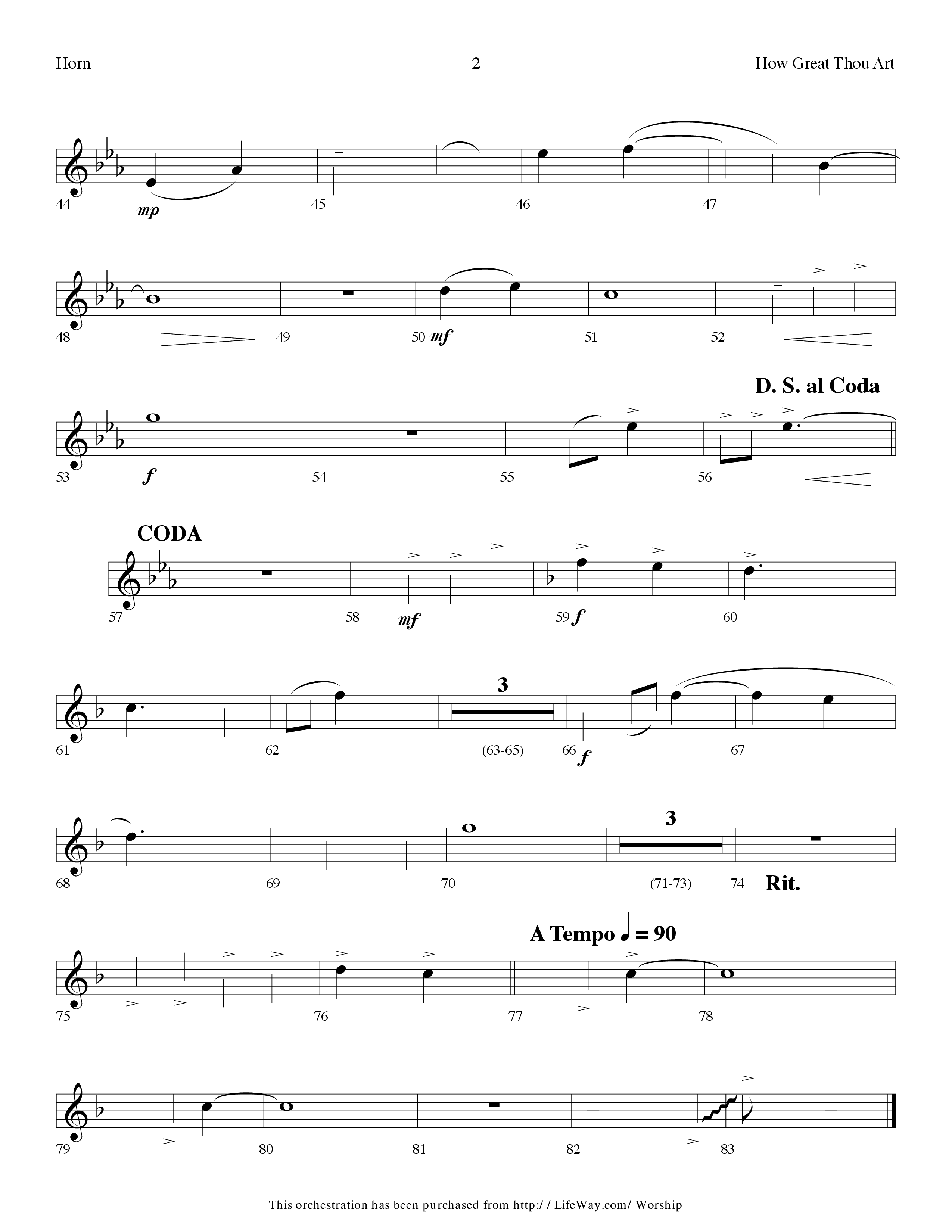 How Great Thou Art (Choral Anthem SATB) French Horn (Lifeway Choral / Arr. Dennis Allen)