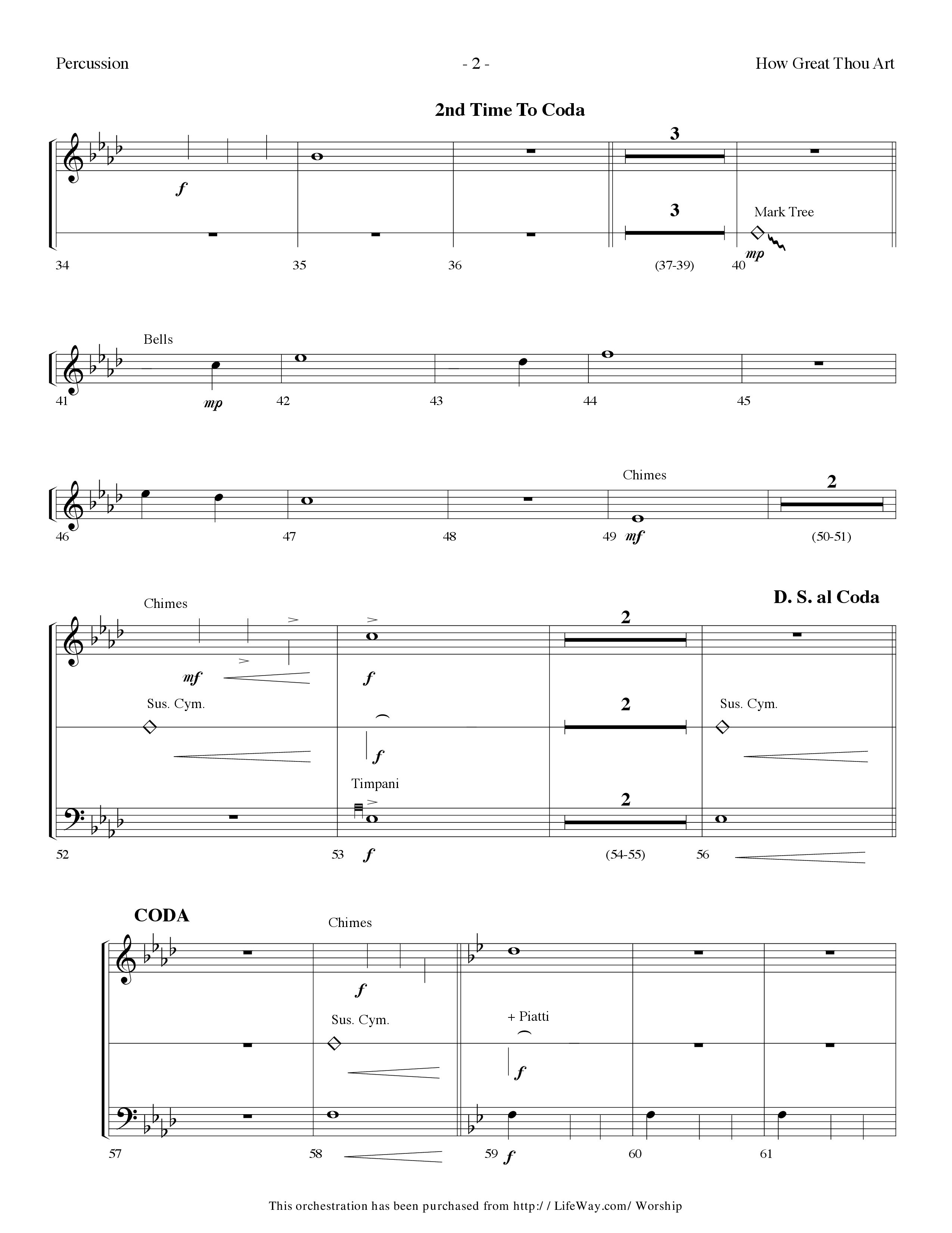 How Great Thou Art (Choral Anthem SATB) Percussion (Lifeway Choral / Arr. Dennis Allen)