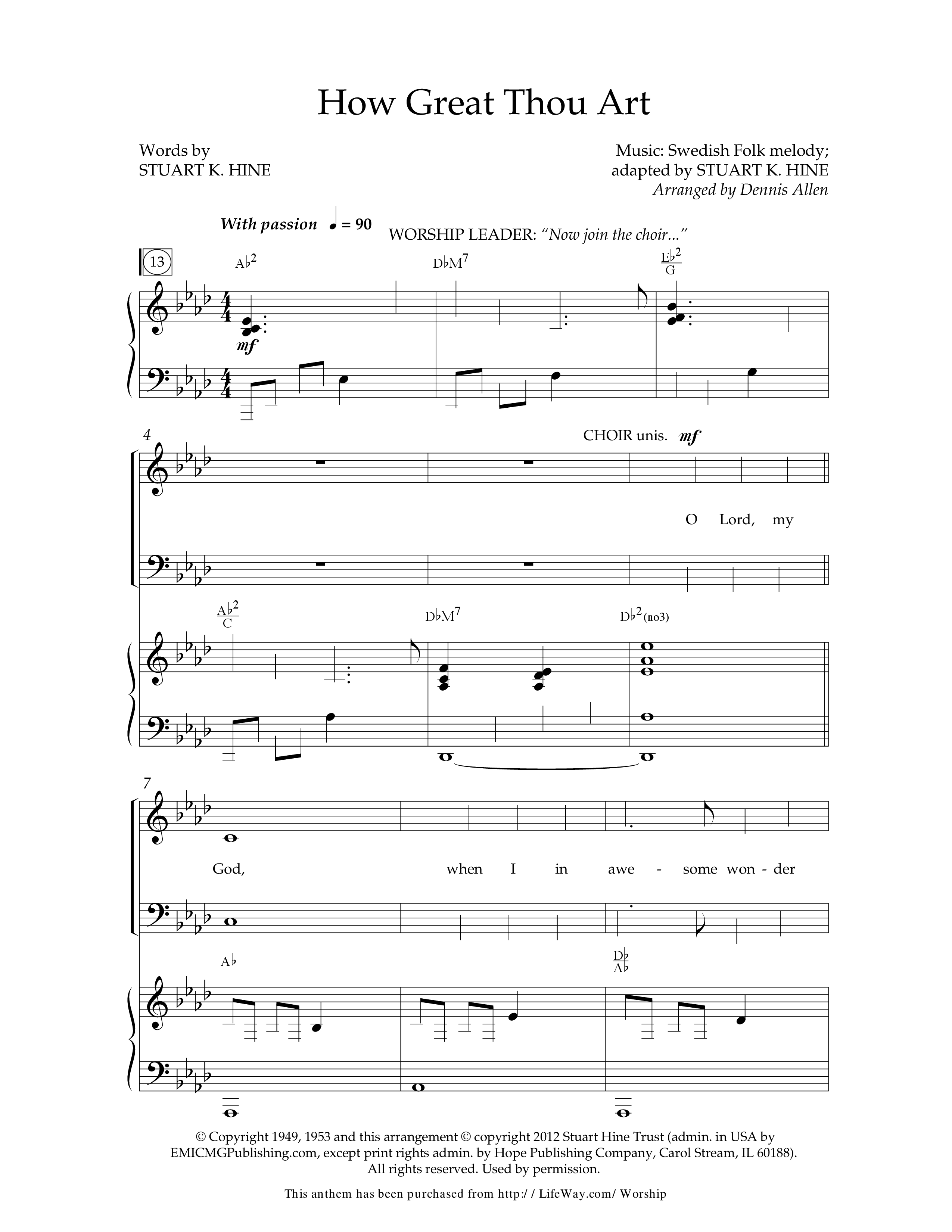 How Great Thou Art (Choral Anthem SATB) Anthem (SATB/Piano) (Lifeway Choral / Arr. Dennis Allen)