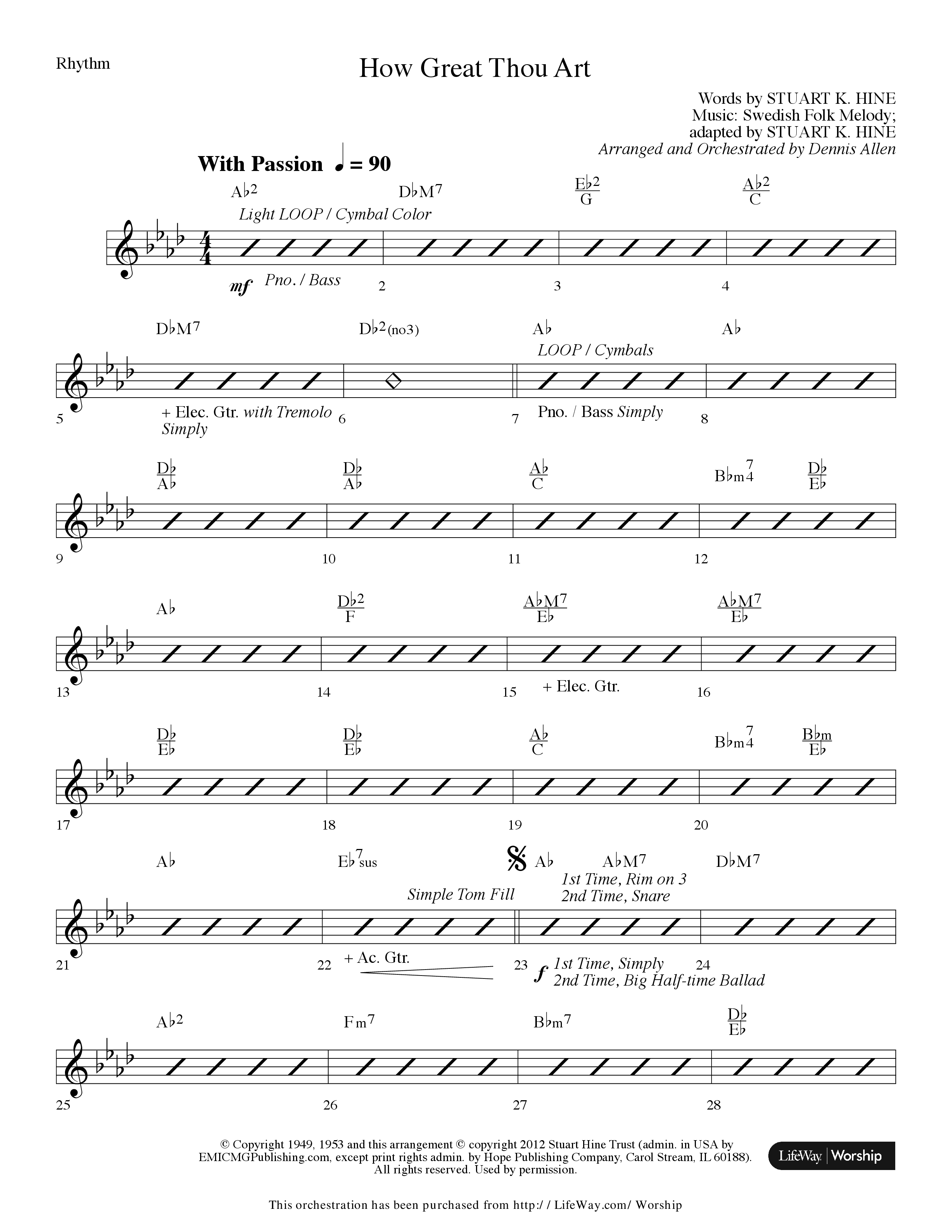 How Great Thou Art (Choral Anthem SATB) Rhythm Chart (Lifeway Choral / Arr. Dennis Allen)