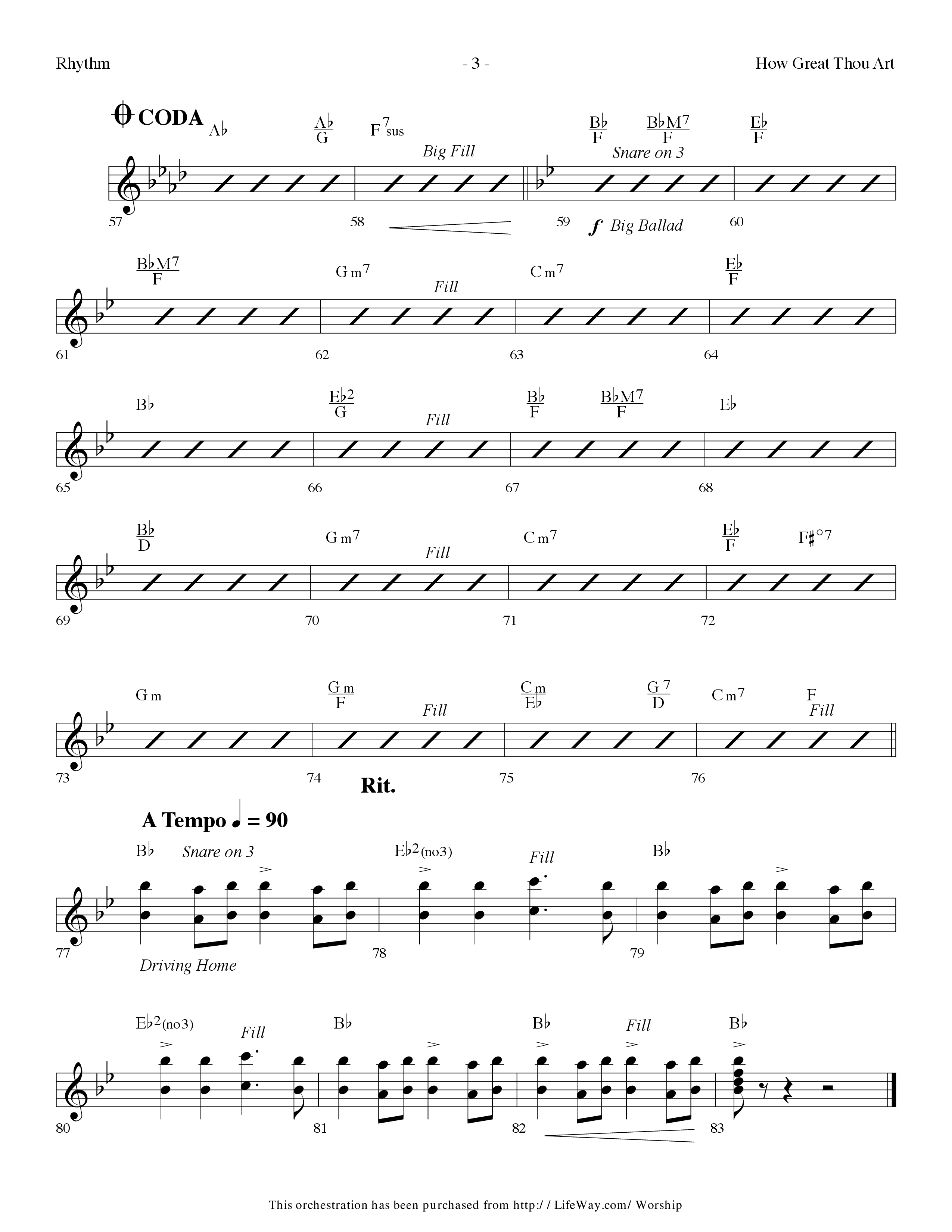 How Great Thou Art (Choral Anthem SATB) Rhythm Chart (Lifeway Choral / Arr. Dennis Allen)