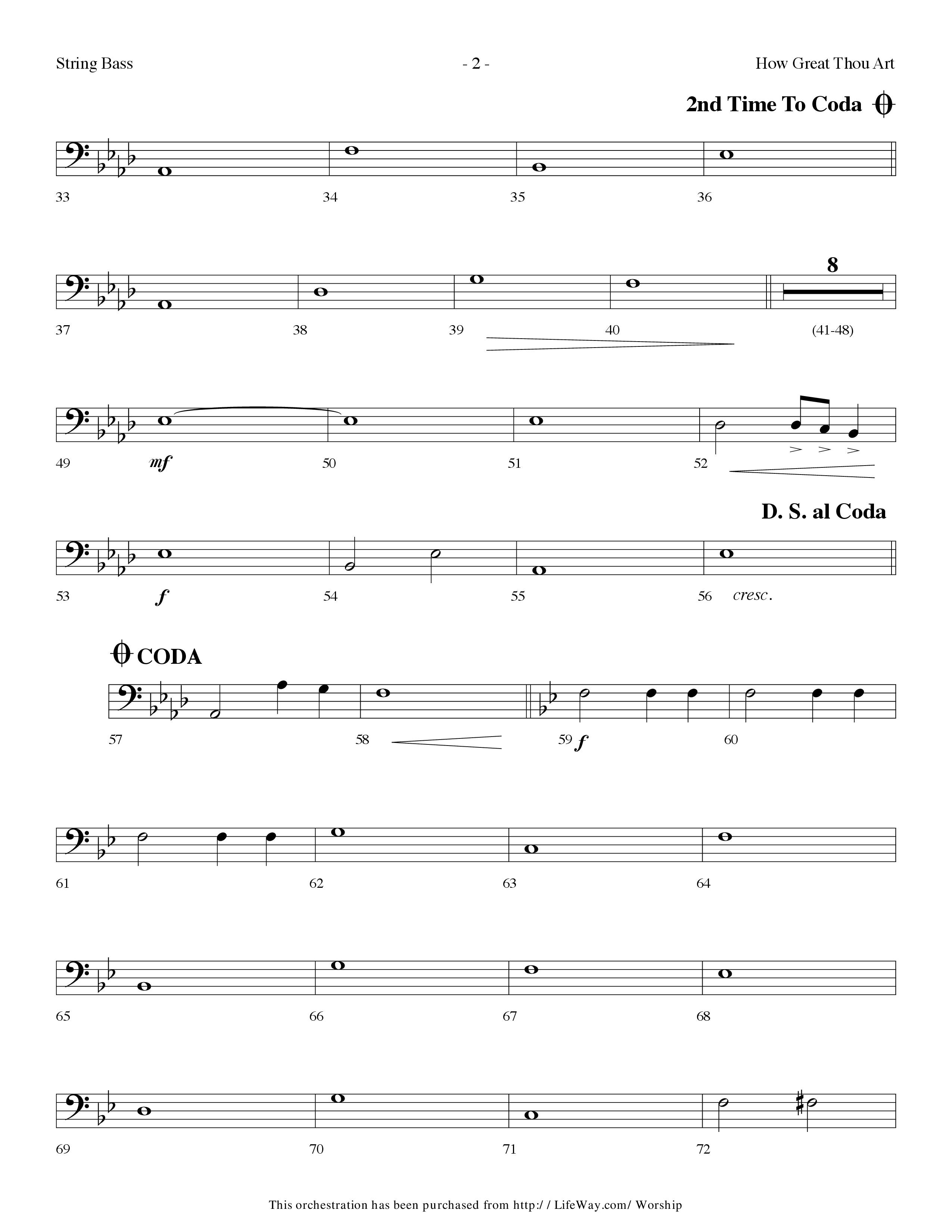 How Great Thou Art (Choral Anthem SATB) String Bass (Lifeway Choral / Arr. Dennis Allen)