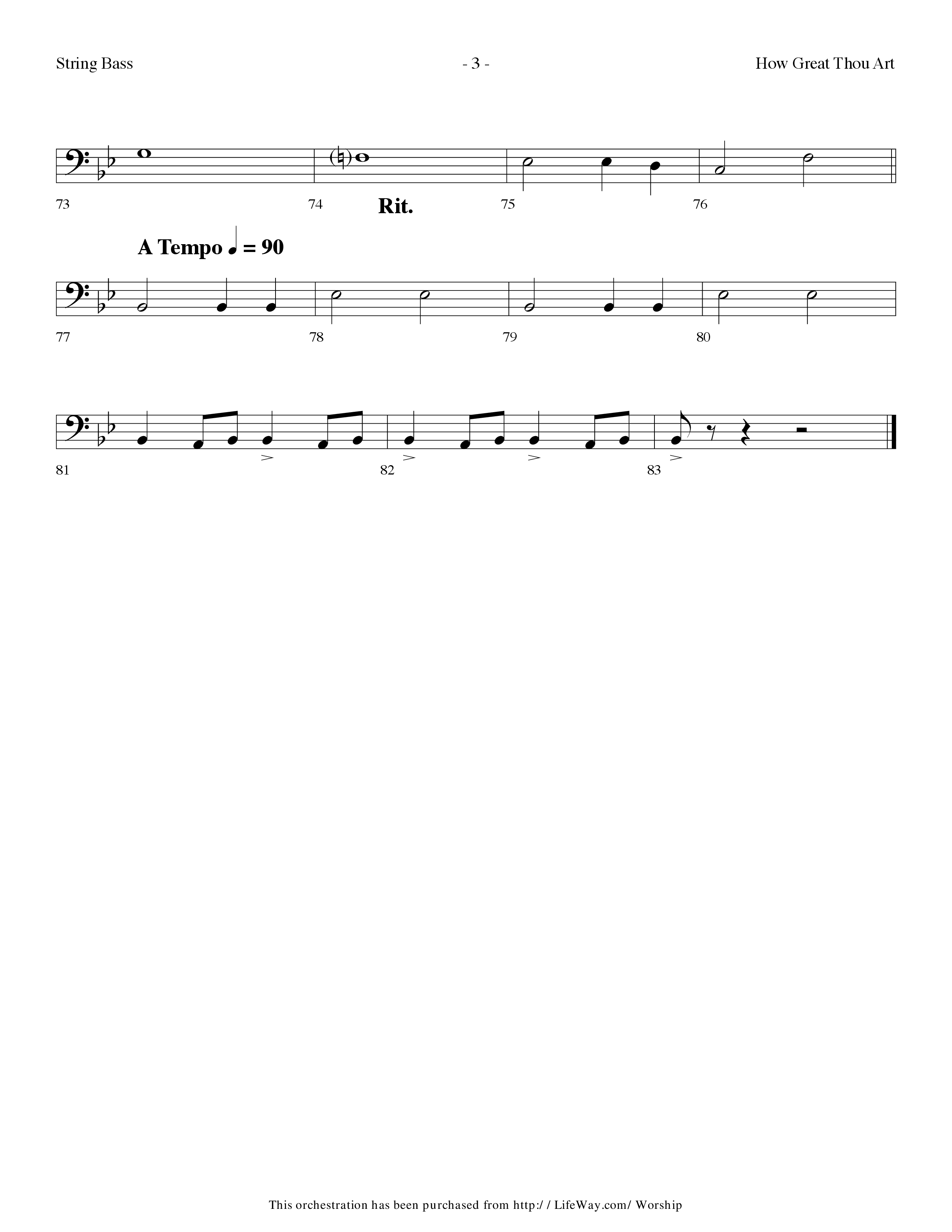 How Great Thou Art (Choral Anthem SATB) String Bass (Lifeway Choral / Arr. Dennis Allen)