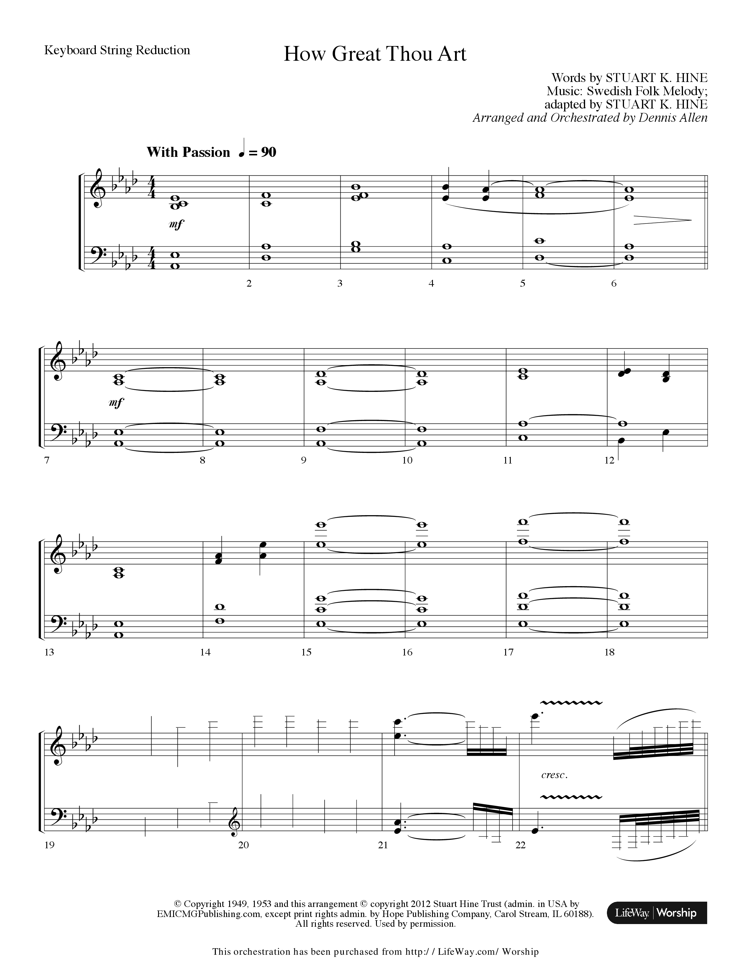 How Great Thou Art (Choral Anthem SATB) String Reduction (Lifeway Choral / Arr. Dennis Allen)