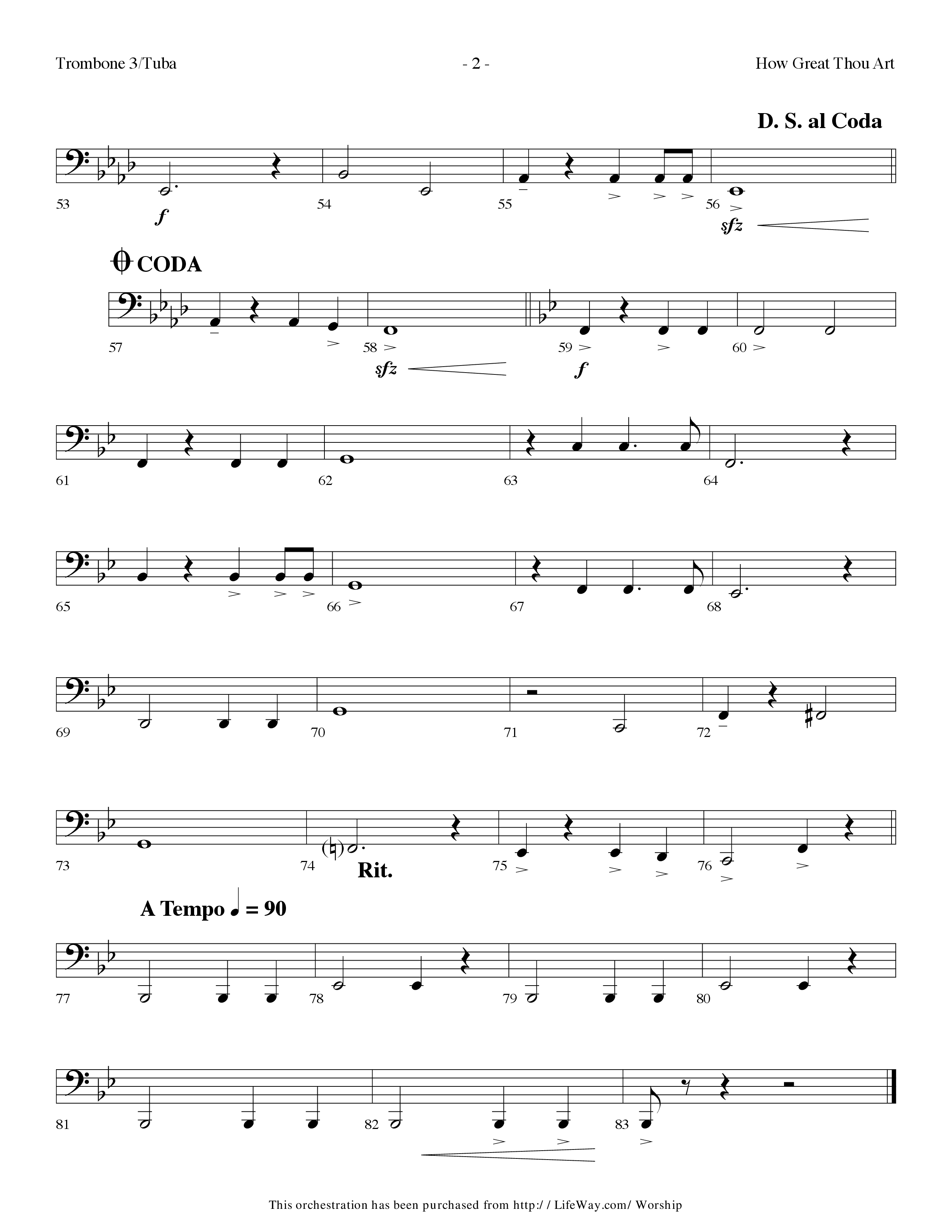 How Great Thou Art (Choral Anthem SATB) Trombone 3/Tuba (Lifeway Choral / Arr. Dennis Allen)