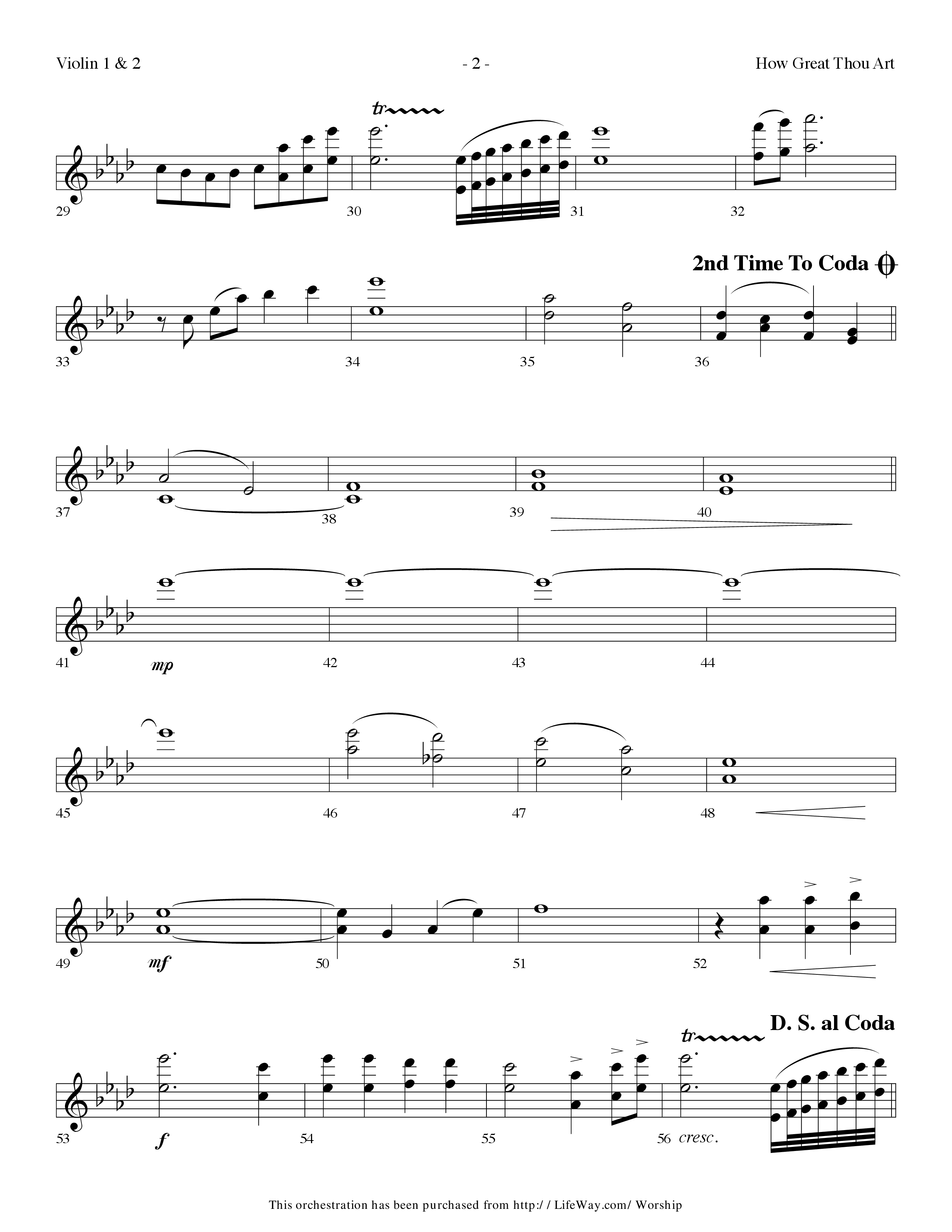 How Great Thou Art (Choral Anthem SATB) Violin 1/2 (Lifeway Choral / Arr. Dennis Allen)