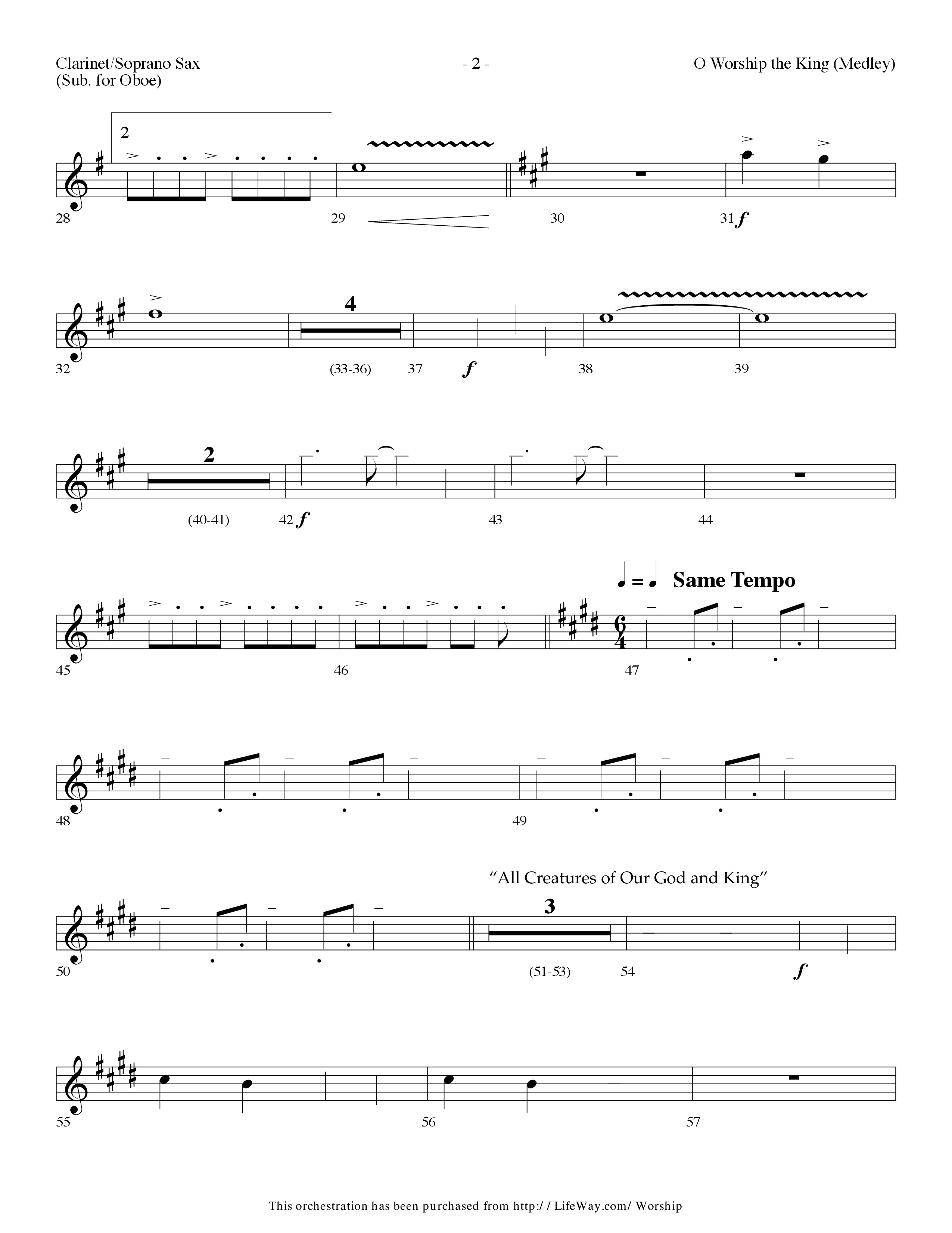 O Worship The King (Medley) (Choral Anthem SATB) Clarinet/Soprano Sax (Lifeway Choral / Arr. Dennis Allen)