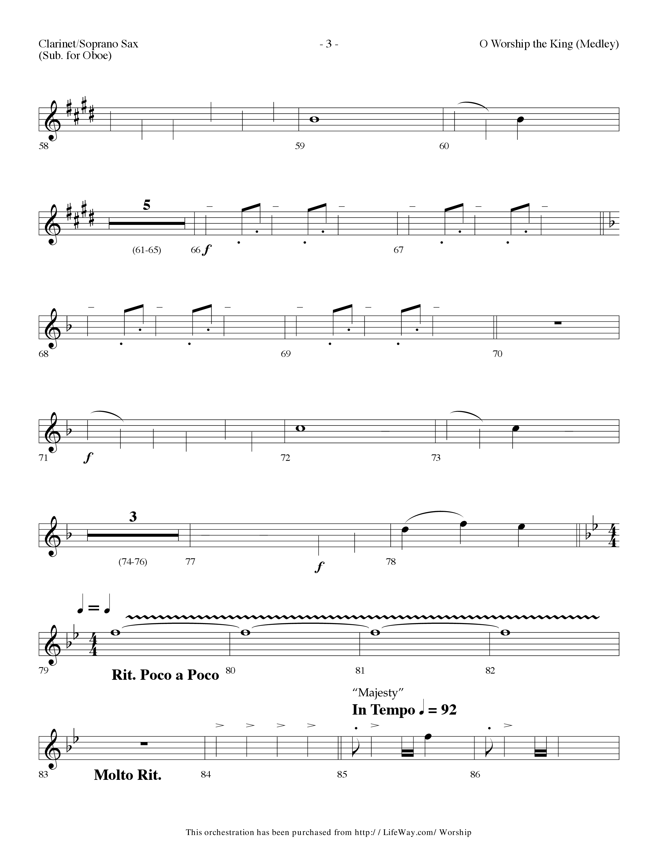 O Worship The King (Medley) (Choral Anthem SATB) Clarinet/Soprano Sax (Lifeway Choral / Arr. Dennis Allen)