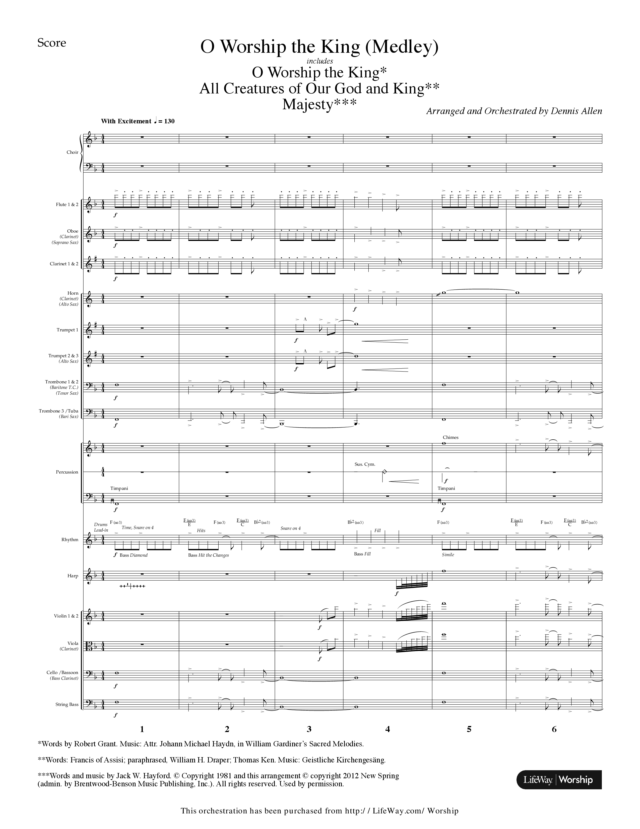 O Worship The King (Medley) (Choral Anthem SATB) Orchestration (Lifeway Choral / Arr. Dennis Allen)
