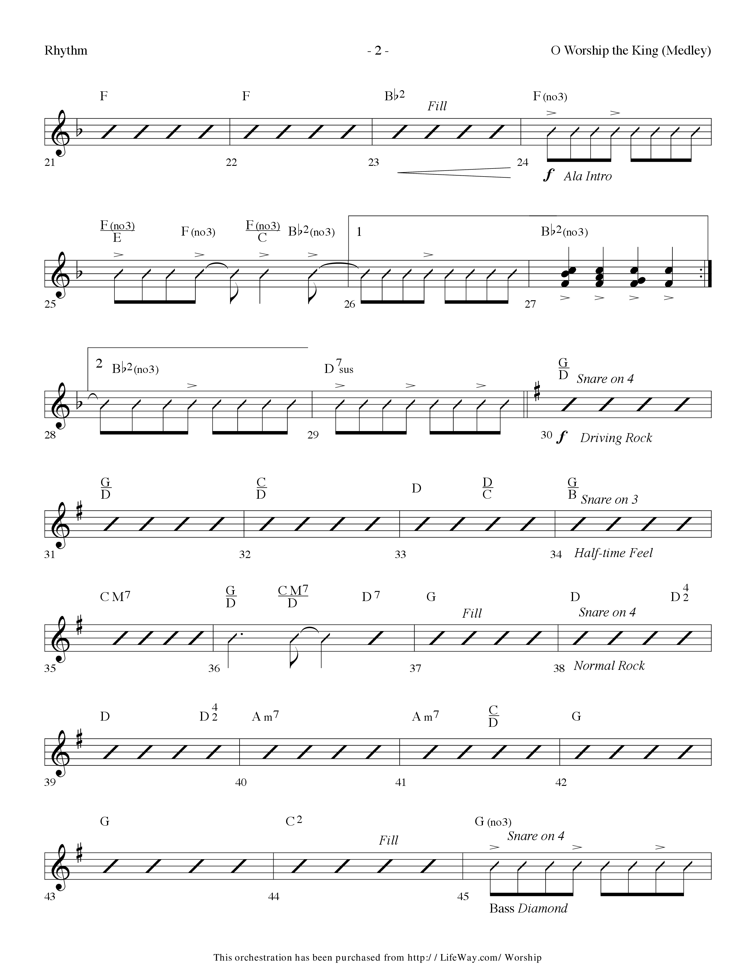 O Worship The King (Medley) (Choral Anthem SATB) Rhythm Chart (Lifeway Choral / Arr. Dennis Allen)