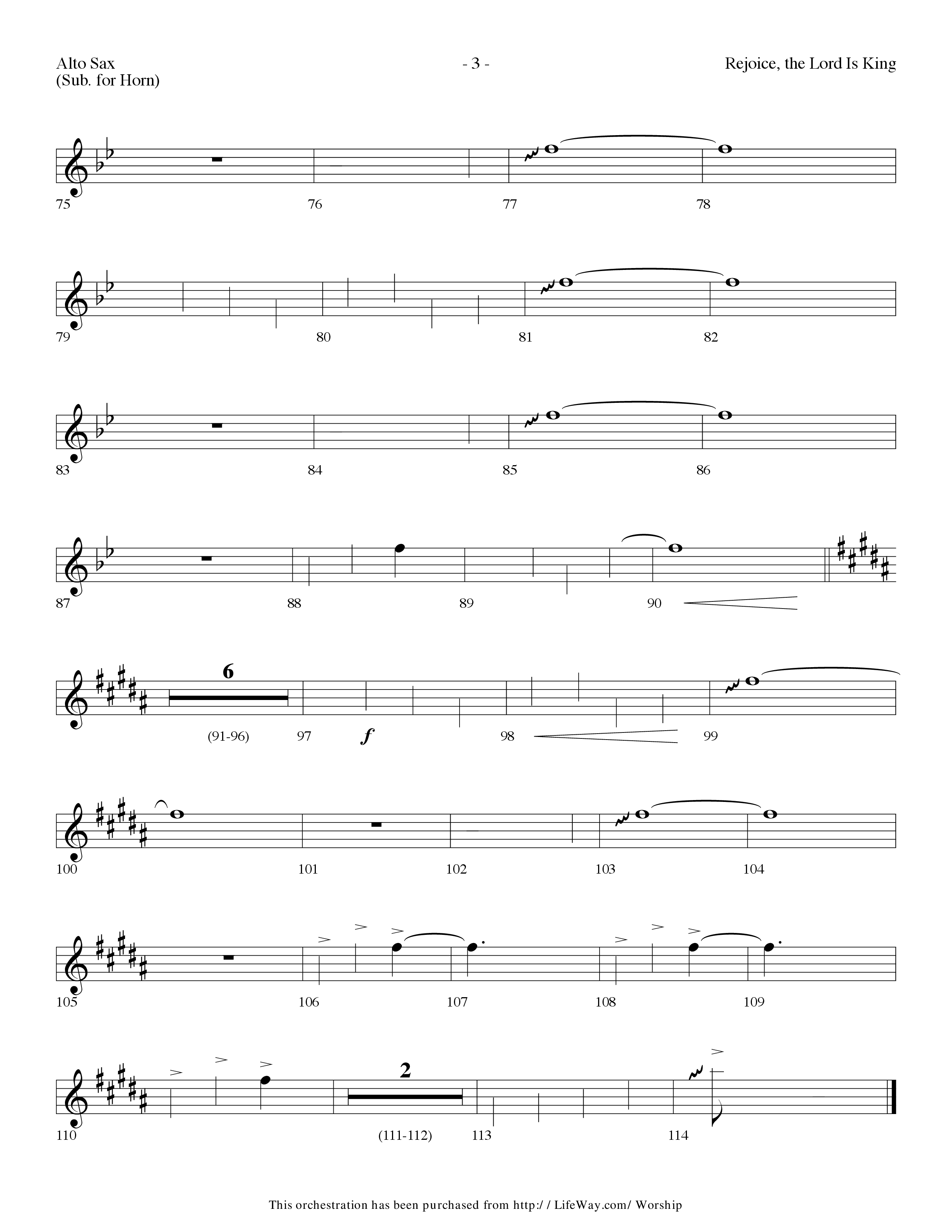 Rejoice The Lord Is King (Medley) (with To The Risen King, Hallelujah Chorus) (Choral Anthem SATB) Alto Sax (Lifeway Choral / Arr. Dennis Allen)