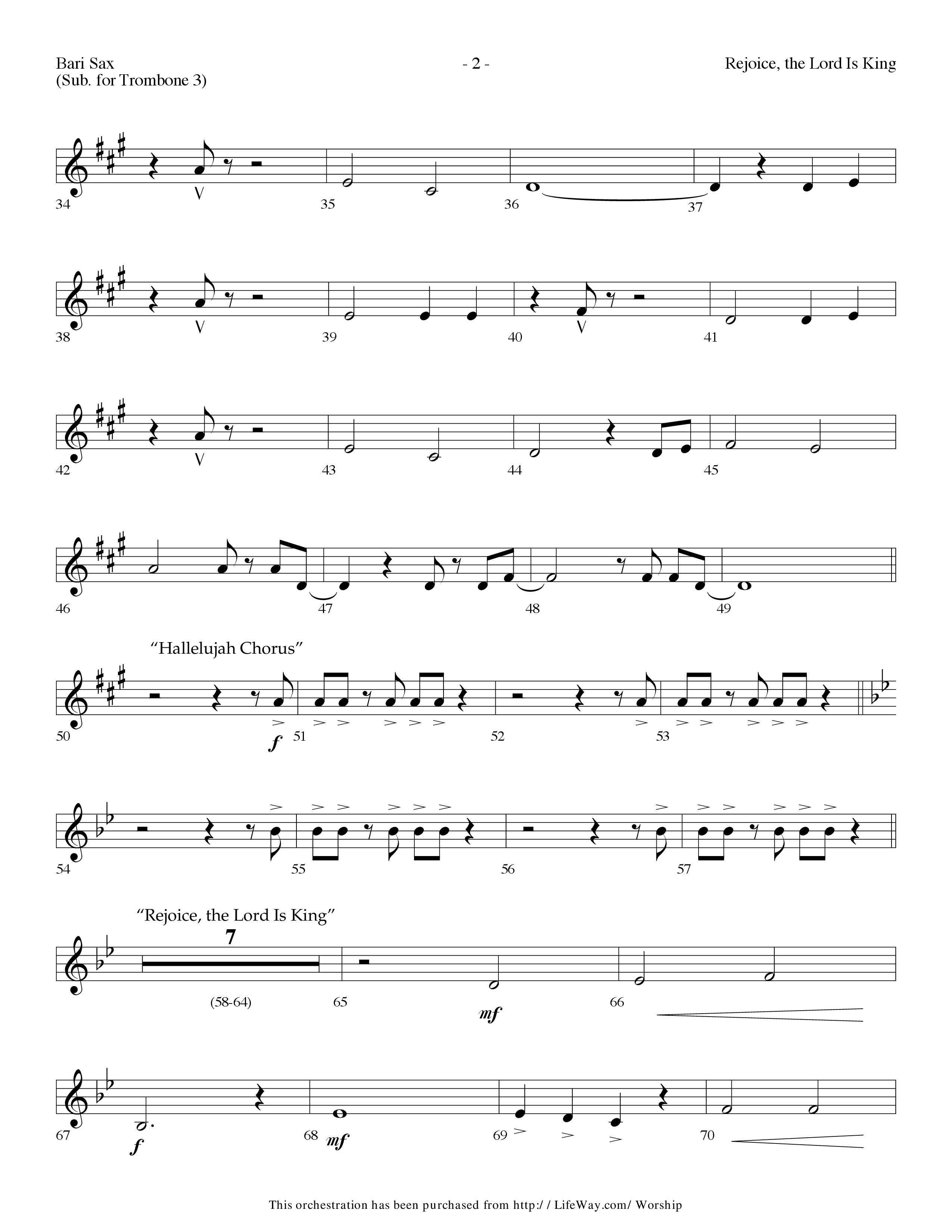 Rejoice The Lord Is King (Medley) (with To The Risen King, Hallelujah Chorus) (Choral Anthem SATB) Bari Sax (Lifeway Choral / Arr. Dennis Allen)