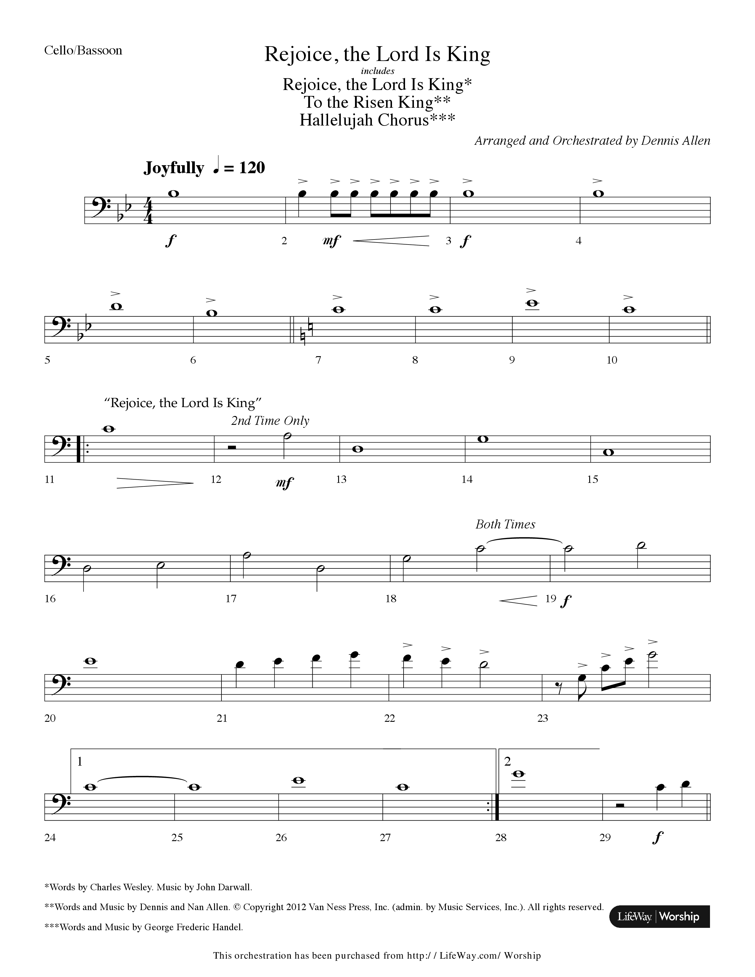 Rejoice The Lord Is King (Medley) (with To The Risen King, Hallelujah Chorus) (Choral Anthem SATB) Cello (Lifeway Choral / Arr. Dennis Allen)
