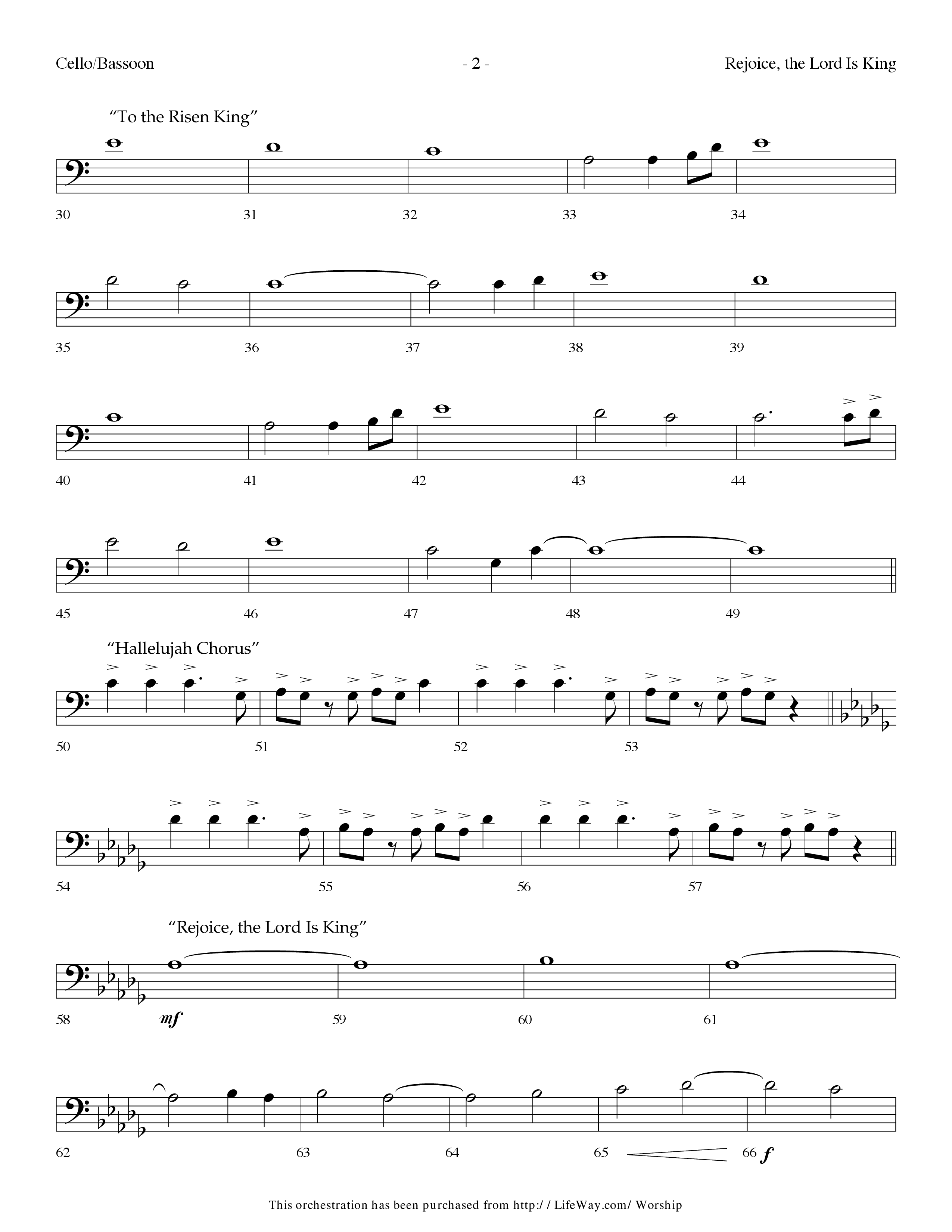 Rejoice The Lord Is King (Medley) (with To The Risen King, Hallelujah Chorus) (Choral Anthem SATB) Cello (Lifeway Choral / Arr. Dennis Allen)