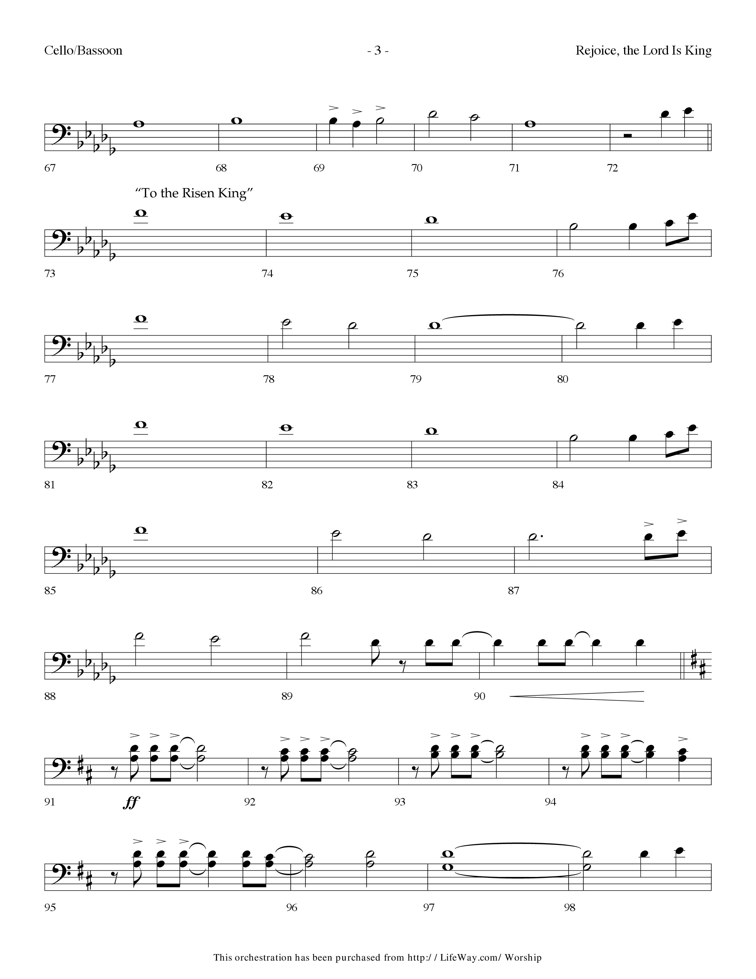 Rejoice The Lord Is King (Medley) (with To The Risen King, Hallelujah Chorus) (Choral Anthem SATB) Cello (Lifeway Choral / Arr. Dennis Allen)