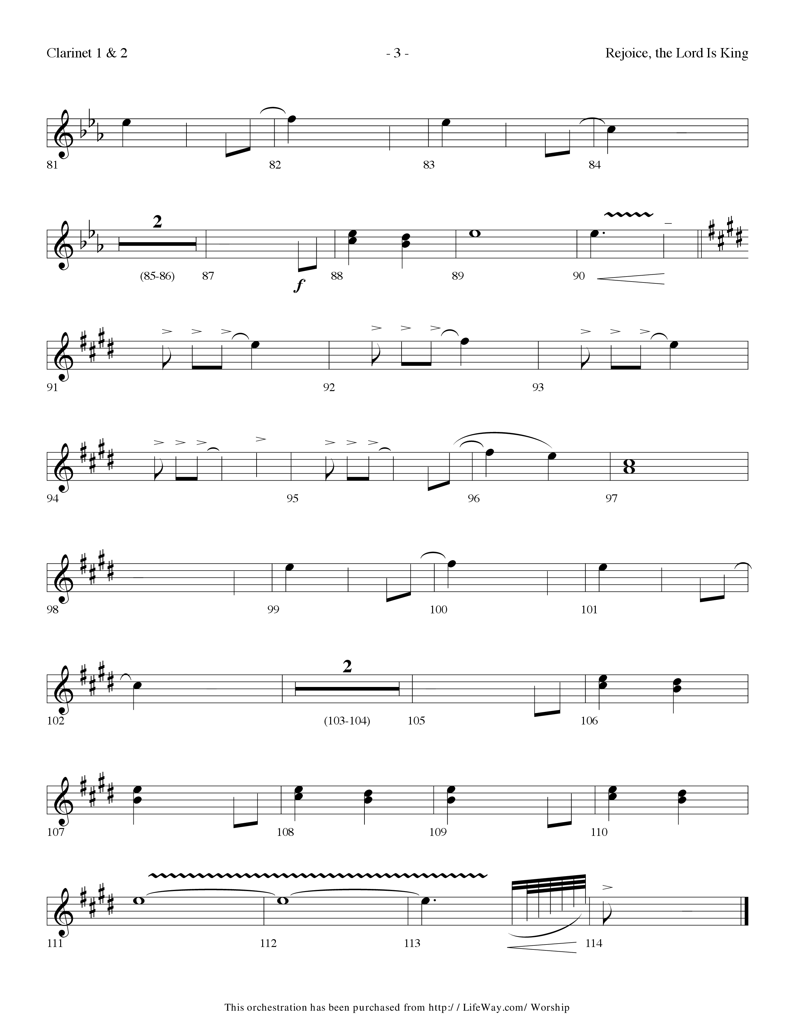 Rejoice The Lord Is King (Medley) (with To The Risen King, Hallelujah Chorus) (Choral Anthem SATB) Clarinet 1/2 (Lifeway Choral / Arr. Dennis Allen)