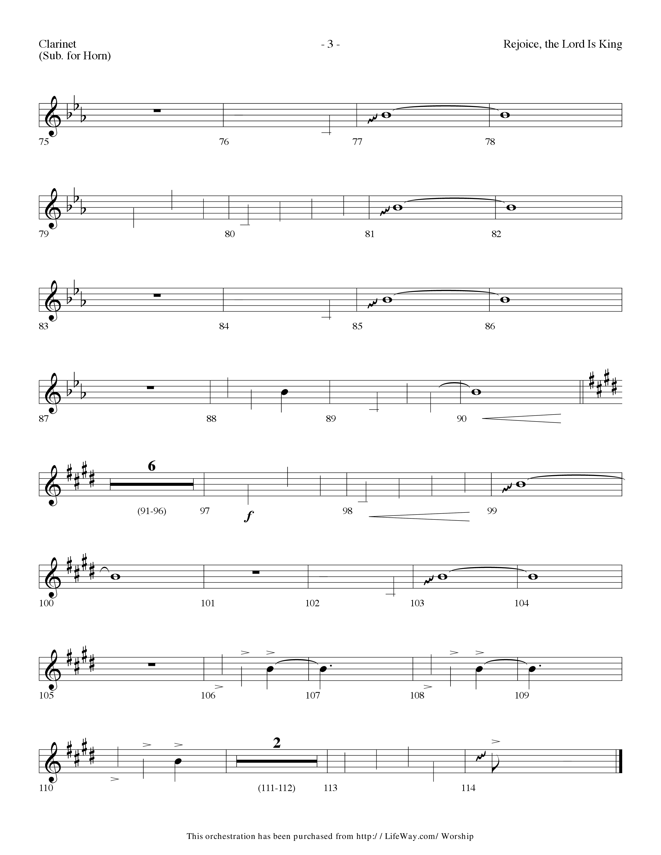 Rejoice The Lord Is King (Medley) (with To The Risen King, Hallelujah Chorus) (Choral Anthem SATB) Clarinet (Lifeway Choral / Arr. Dennis Allen)