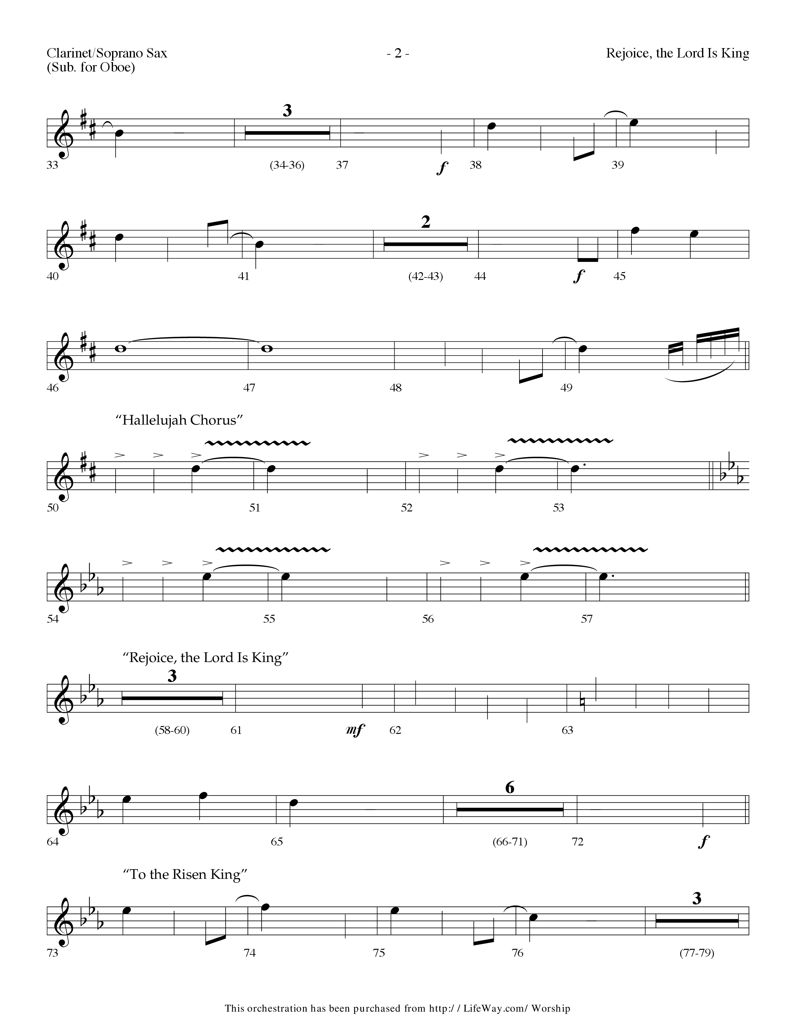 Rejoice The Lord Is King (Medley) (with To The Risen King, Hallelujah Chorus) (Choral Anthem SATB) Clarinet/Soprano Sax (Lifeway Choral / Arr. Dennis Allen)