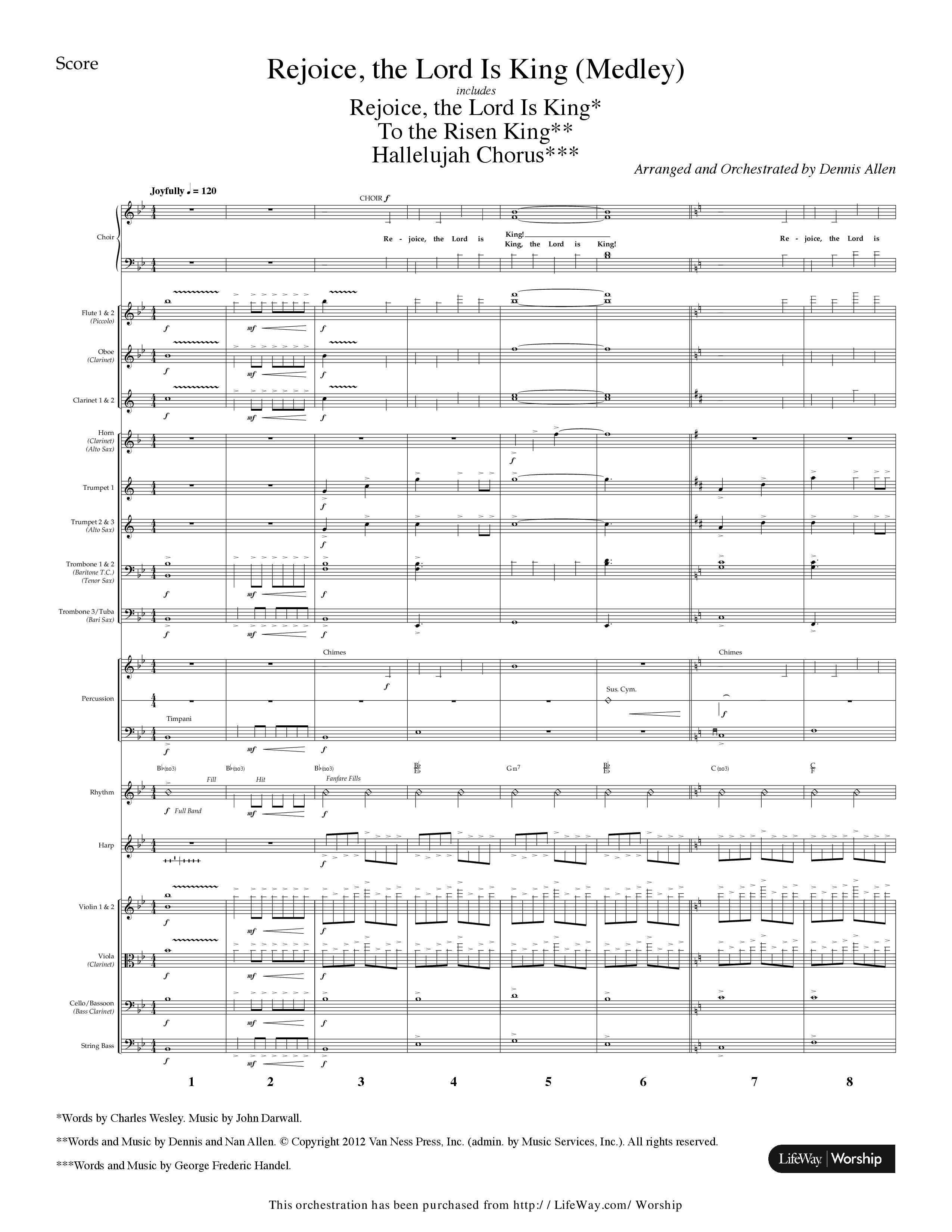 Rejoice The Lord Is King (Medley) (with To The Risen King, Hallelujah Chorus) (Choral Anthem SATB) Orchestration (Lifeway Choral / Arr. Dennis Allen)