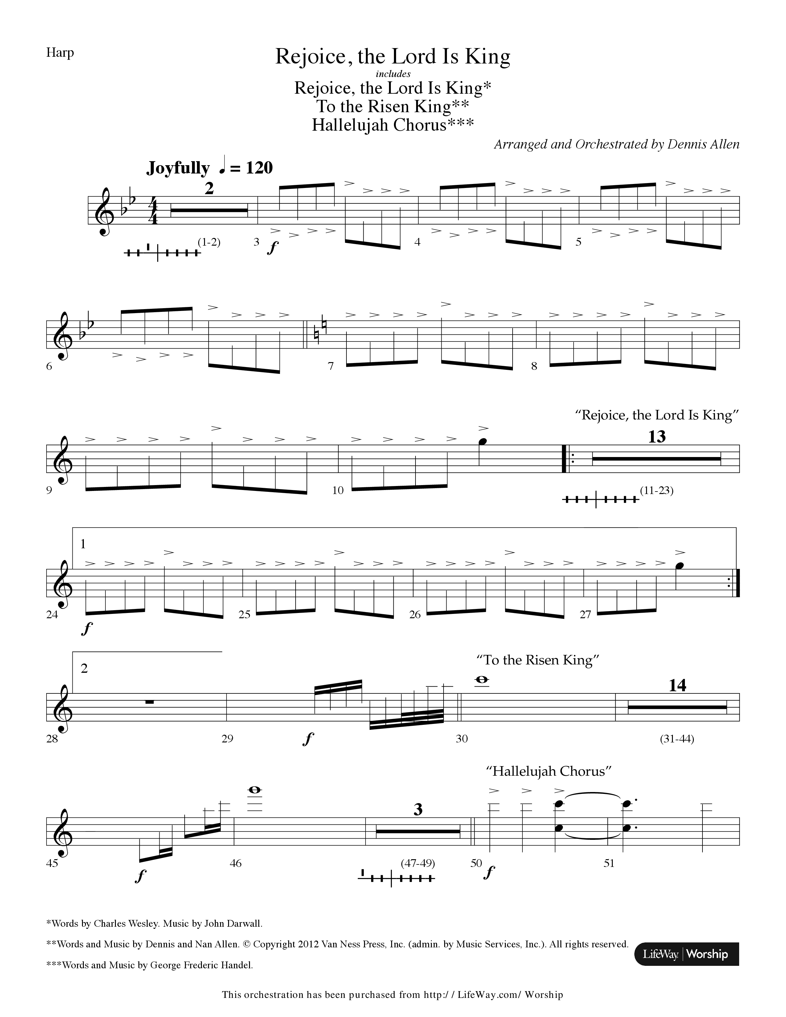 Rejoice The Lord Is King (Medley) (with To The Risen King, Hallelujah Chorus) (Choral Anthem SATB) Harp (Lifeway Choral / Arr. Dennis Allen)