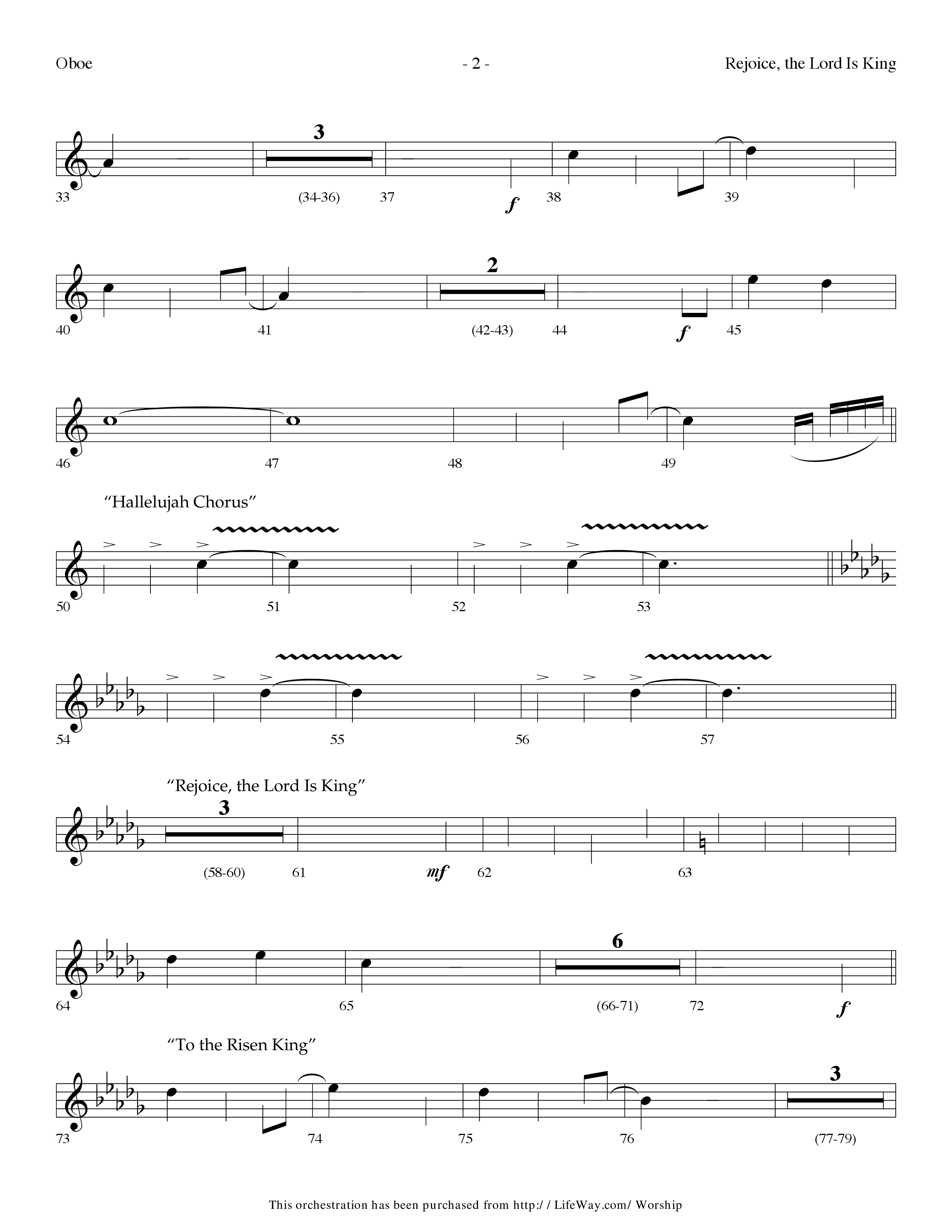 Rejoice The Lord Is King (Medley) (with To The Risen King, Hallelujah Chorus) (Choral Anthem SATB) Oboe (Lifeway Choral / Arr. Dennis Allen)