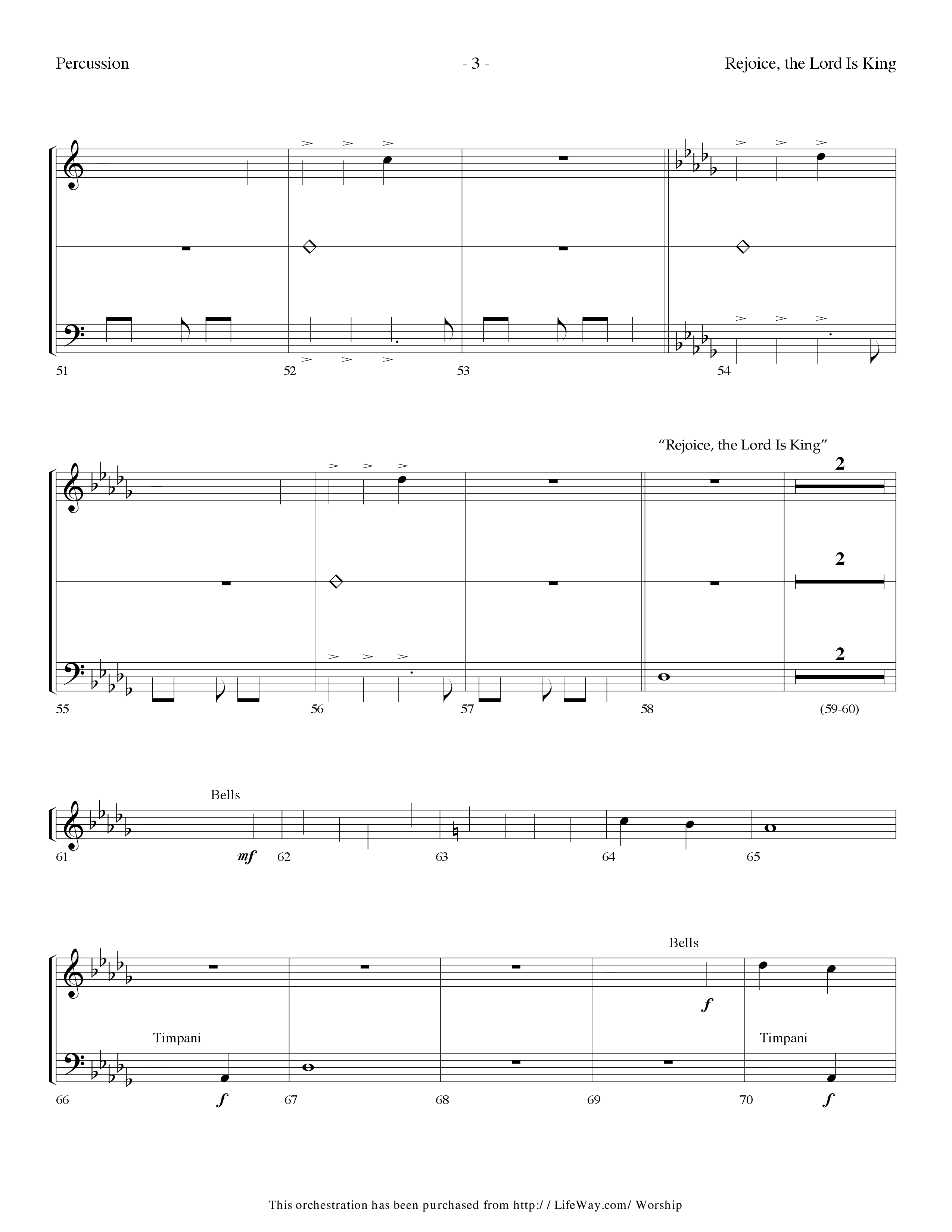 Rejoice The Lord Is King (Medley) (with To The Risen King, Hallelujah Chorus) (Choral Anthem SATB) Percussion (Lifeway Choral / Arr. Dennis Allen)