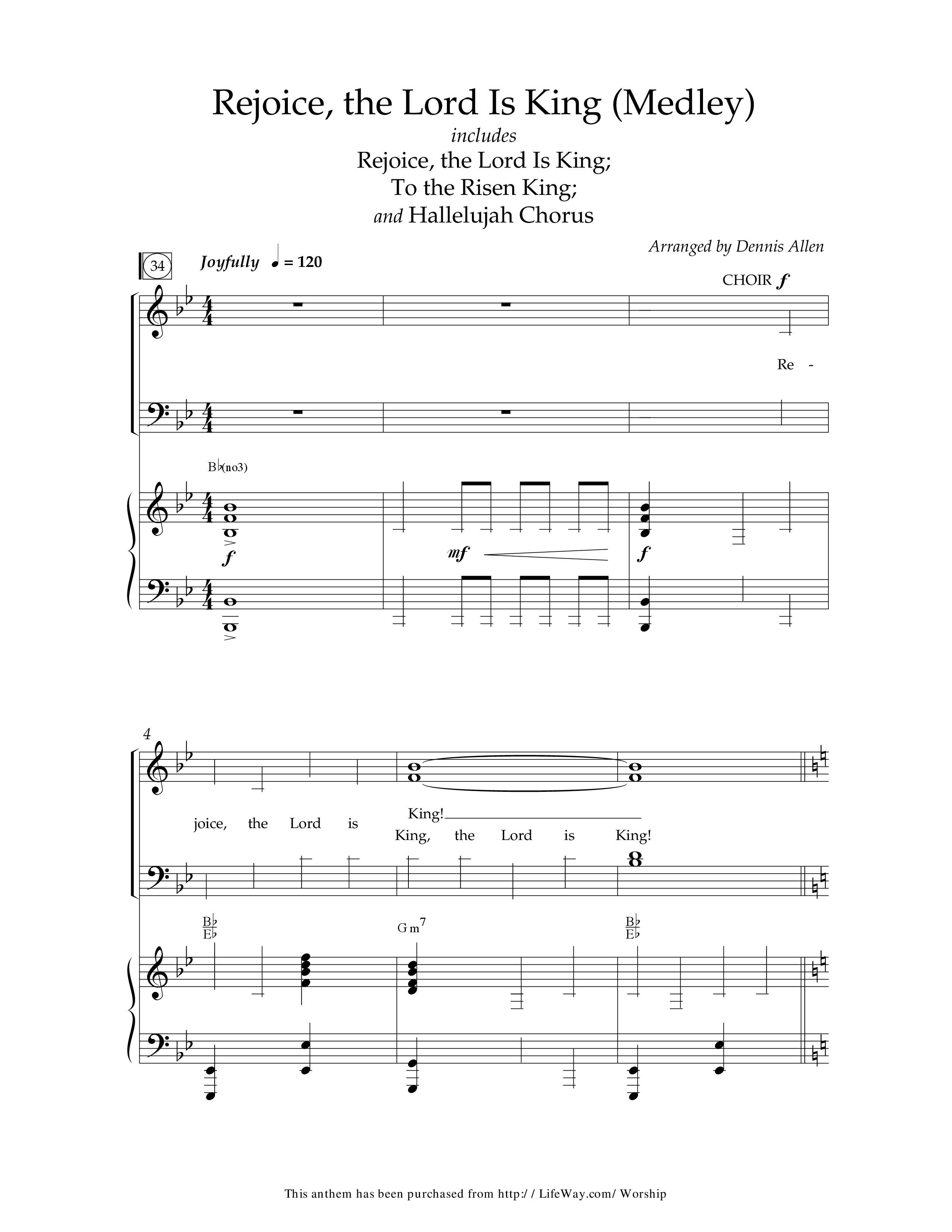 Rejoice The Lord Is King (Medley) (with To The Risen King, Hallelujah Chorus) (Choral Anthem SATB) Anthem (SATB/Piano) (Lifeway Choral / Arr. Dennis Allen)