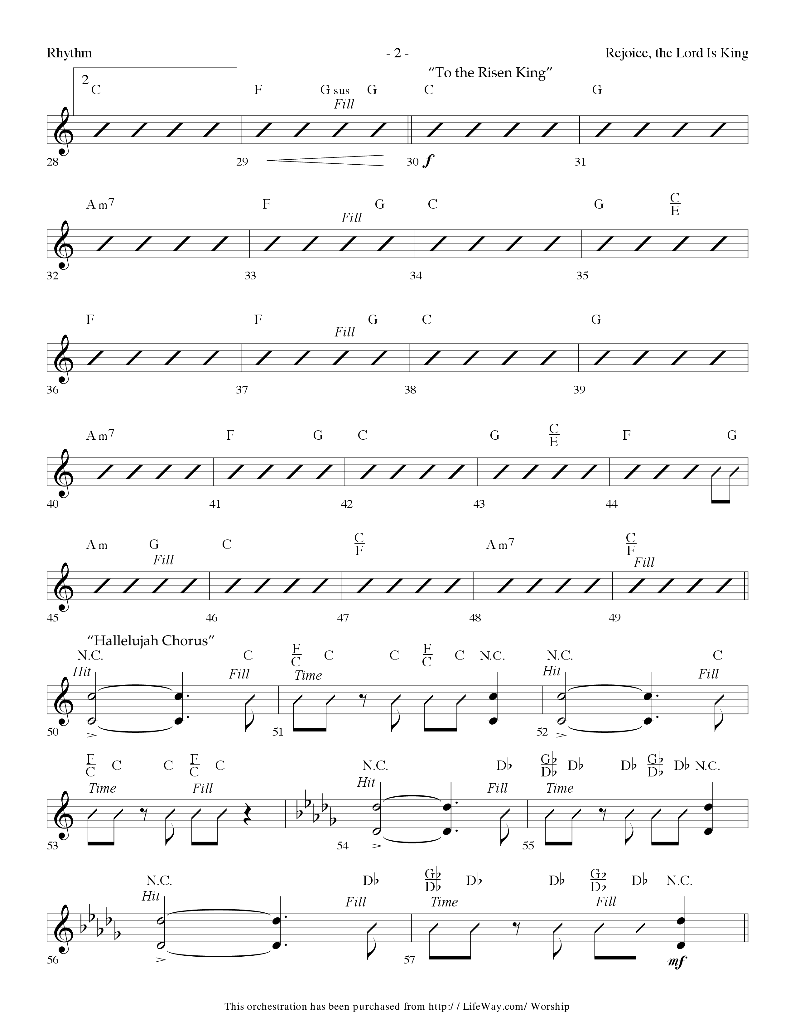 Rejoice The Lord Is King (Medley) (with To The Risen King, Hallelujah Chorus) (Choral Anthem SATB) Rhythm Chart (Lifeway Choral / Arr. Dennis Allen)