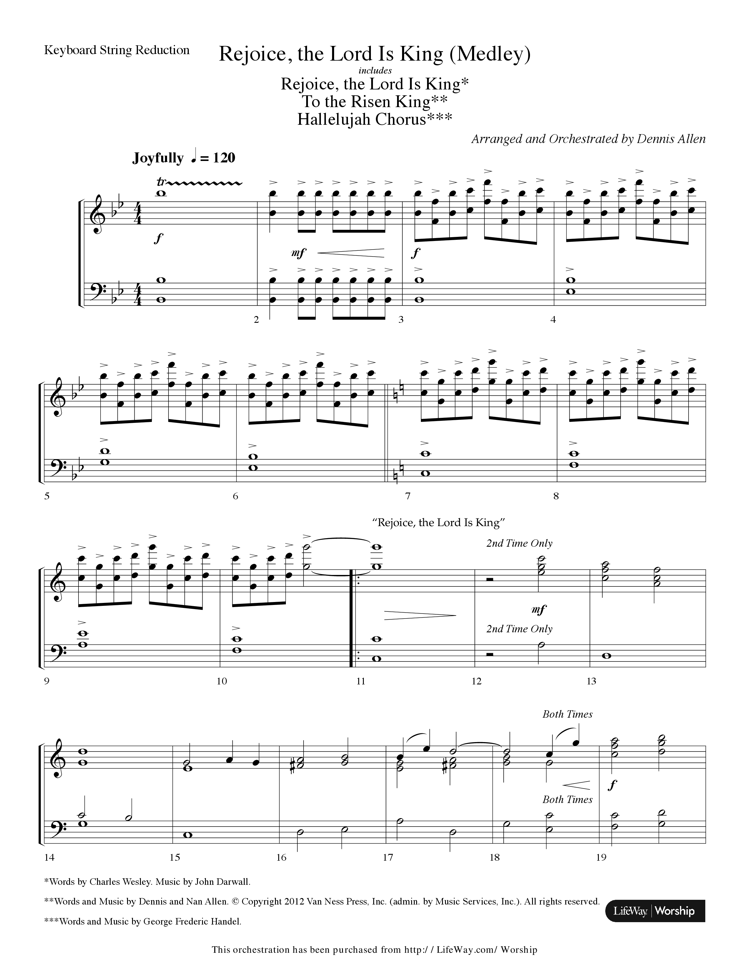 Rejoice The Lord Is King (Medley) (with To The Risen King, Hallelujah Chorus) (Choral Anthem SATB) String Reduction (Lifeway Choral / Arr. Dennis Allen)