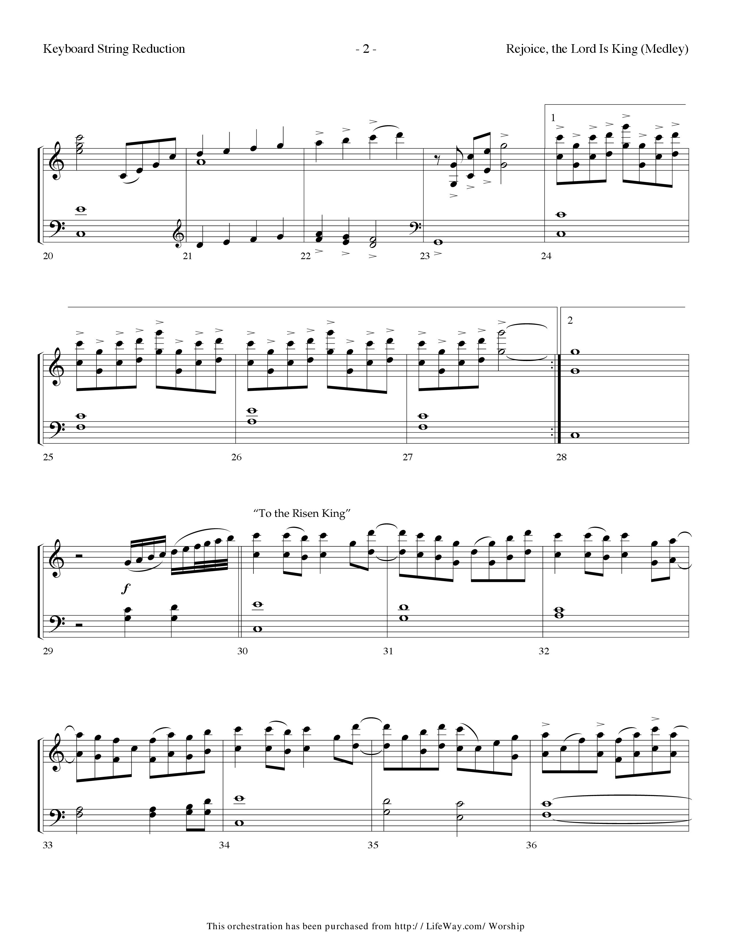 Rejoice The Lord Is King (Medley) (with To The Risen King, Hallelujah Chorus) (Choral Anthem SATB) String Reduction (Lifeway Choral / Arr. Dennis Allen)