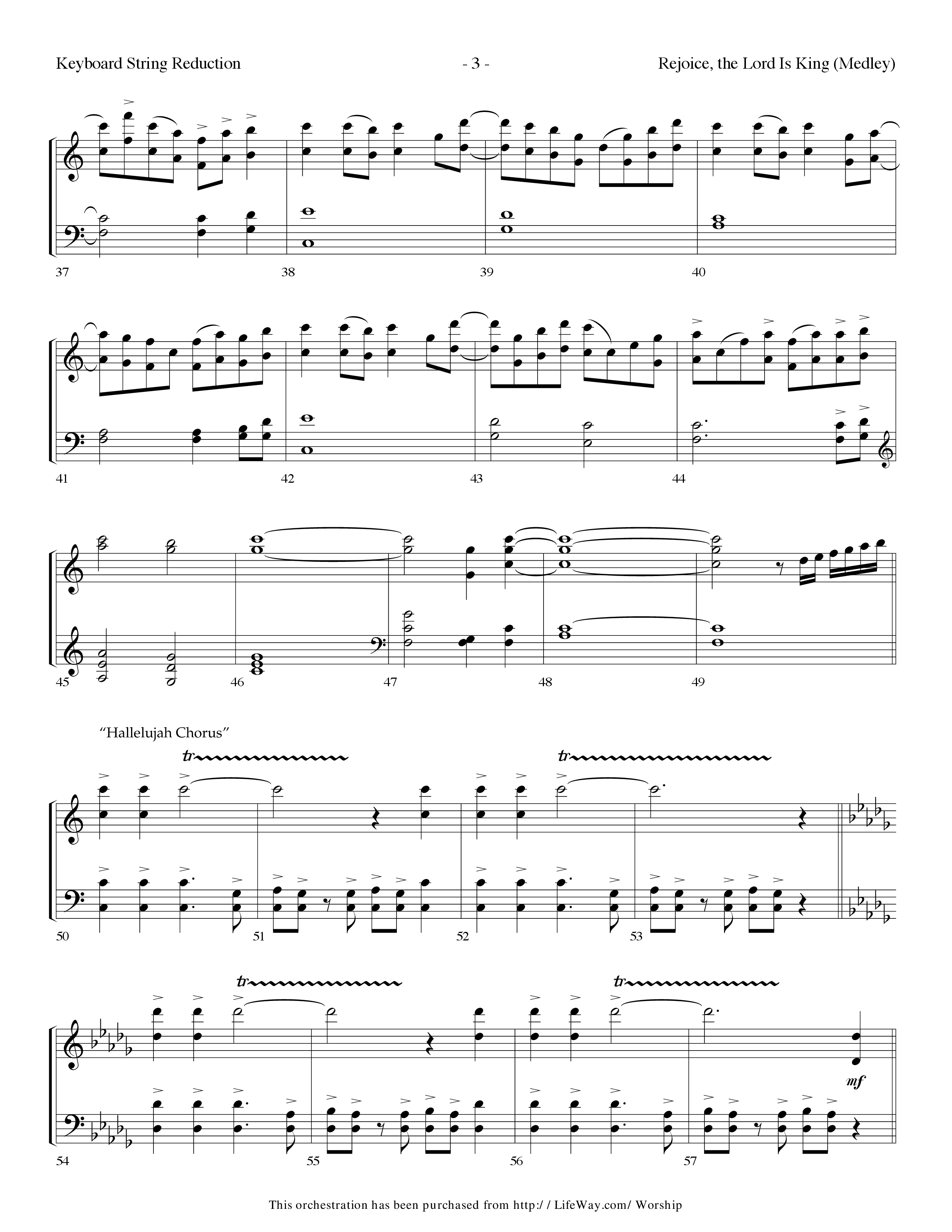 Rejoice The Lord Is King (Medley) (with To The Risen King, Hallelujah Chorus) (Choral Anthem SATB) String Reduction (Lifeway Choral / Arr. Dennis Allen)