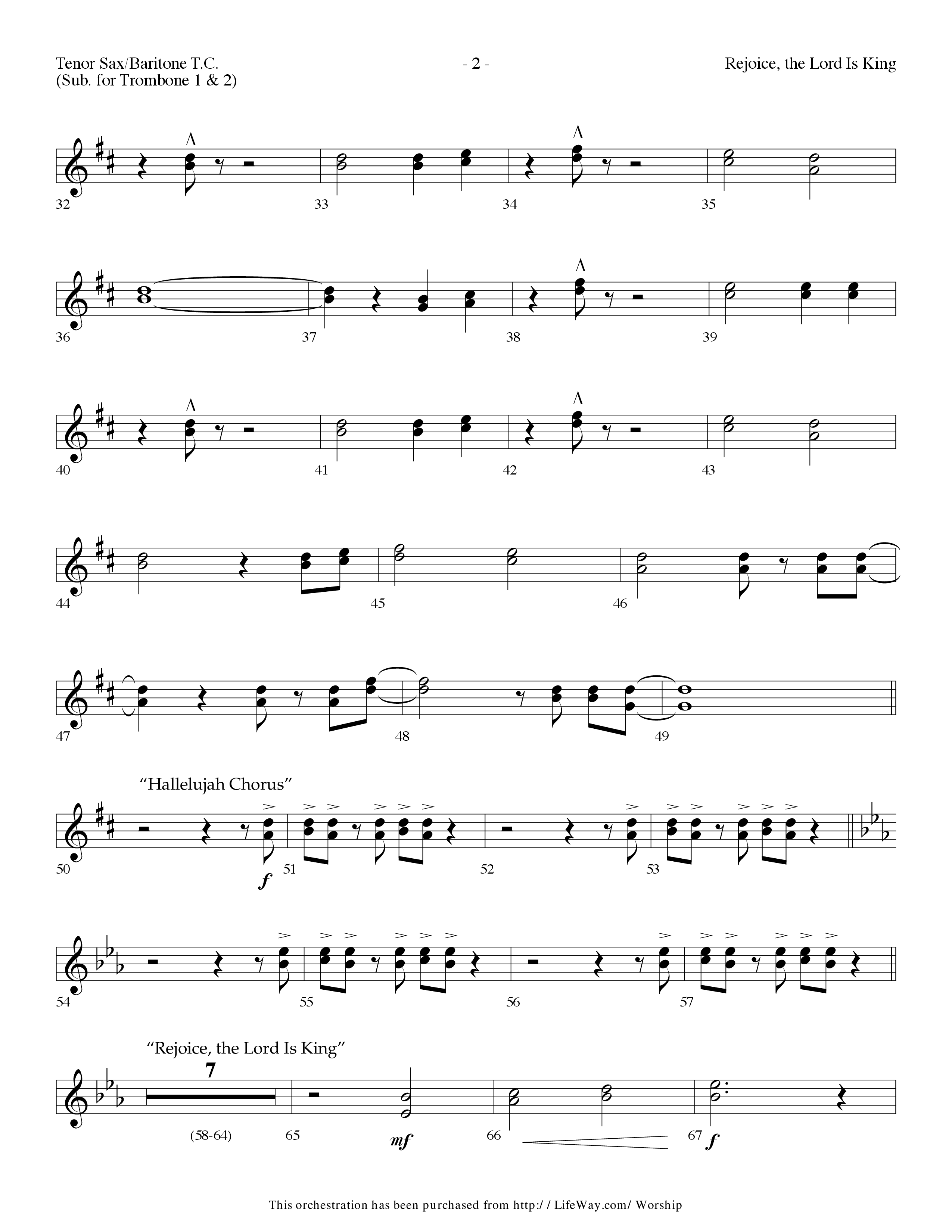 Rejoice The Lord Is King (Medley) (with To The Risen King, Hallelujah Chorus) (Choral Anthem SATB) Tenor Sax/Baritone T.C. (Lifeway Choral / Arr. Dennis Allen)