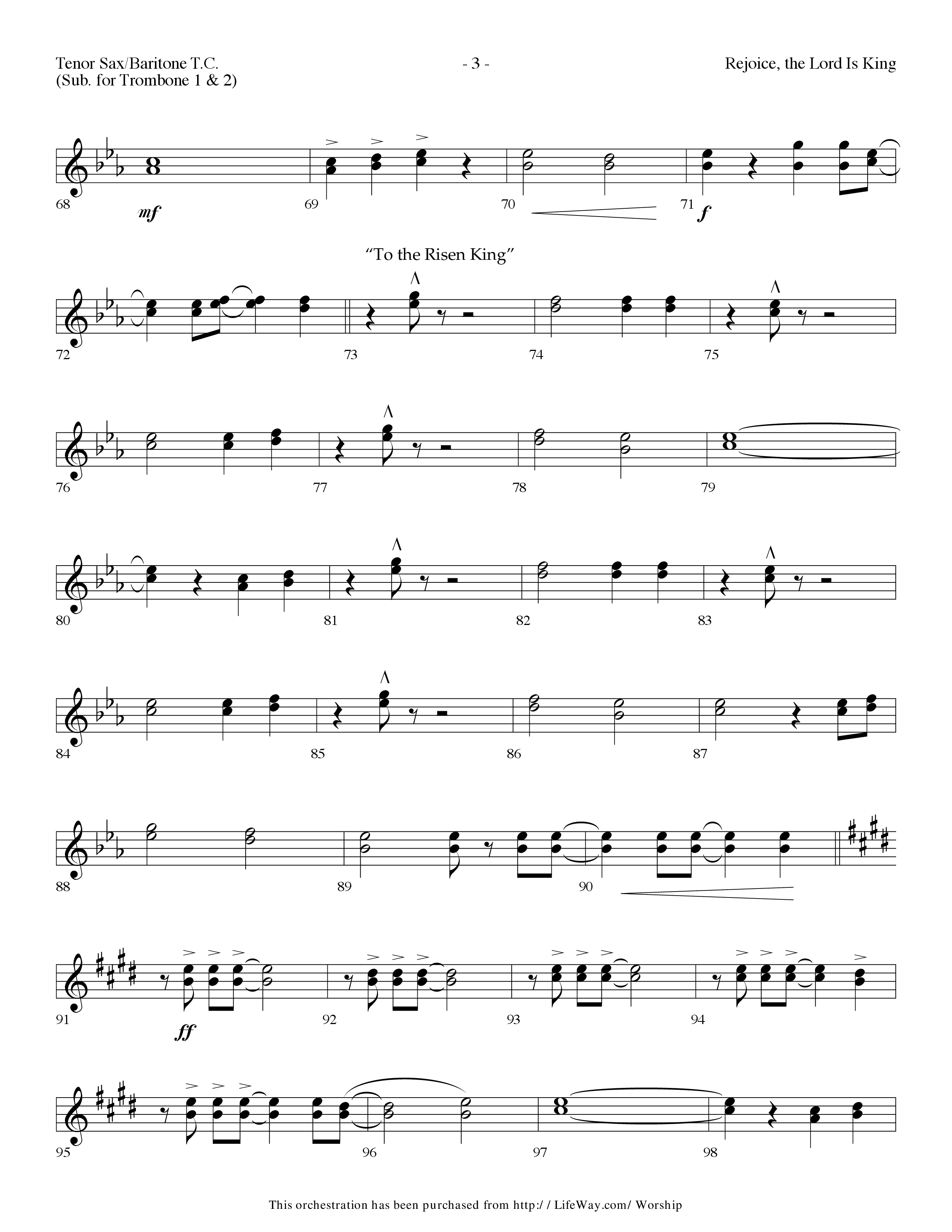 Rejoice The Lord Is King (Medley) (with To The Risen King, Hallelujah Chorus) (Choral Anthem SATB) Tenor Sax/Baritone T.C. (Lifeway Choral / Arr. Dennis Allen)