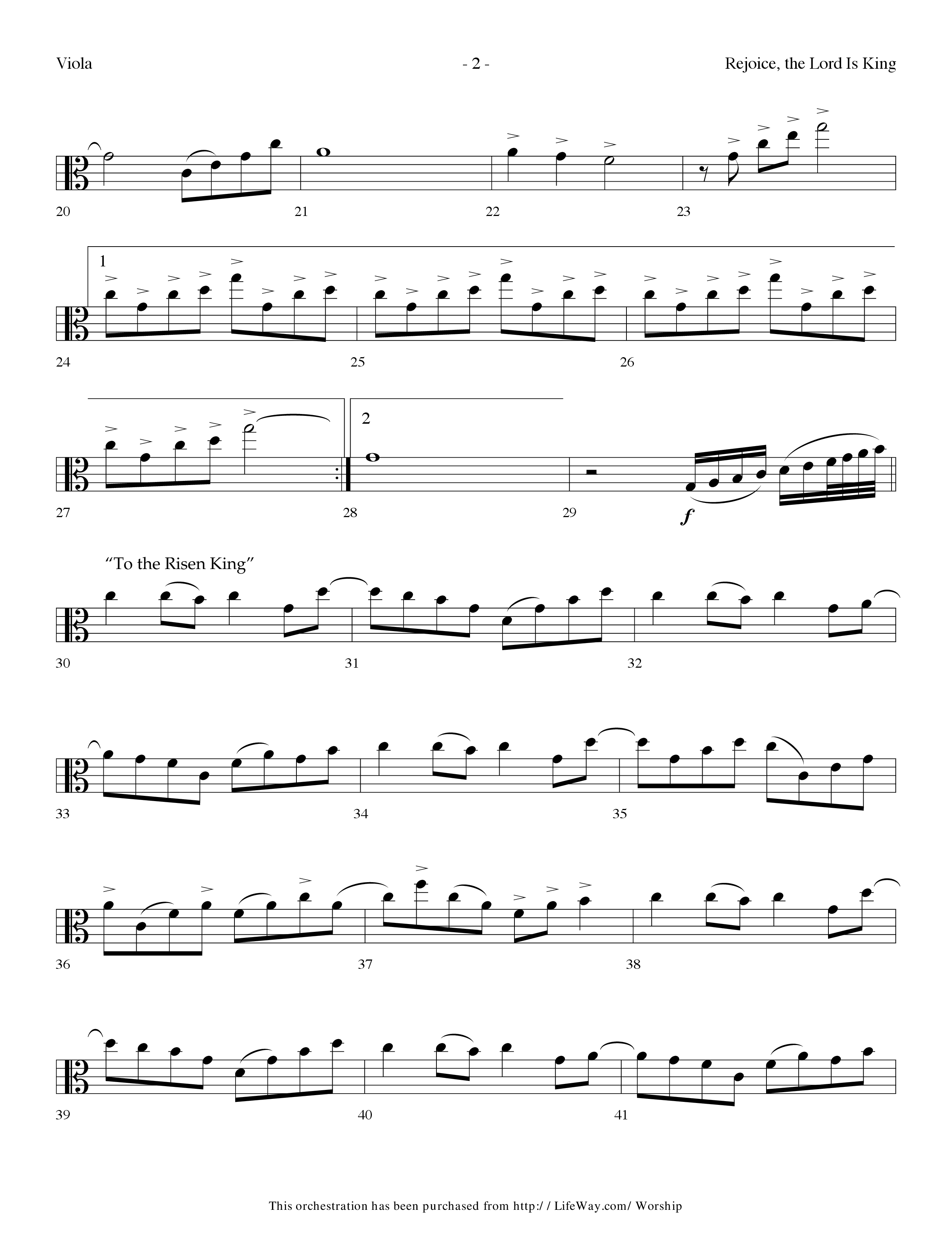 Rejoice The Lord Is King (Medley) (with To The Risen King, Hallelujah Chorus) (Choral Anthem SATB) Viola (Lifeway Choral / Arr. Dennis Allen)