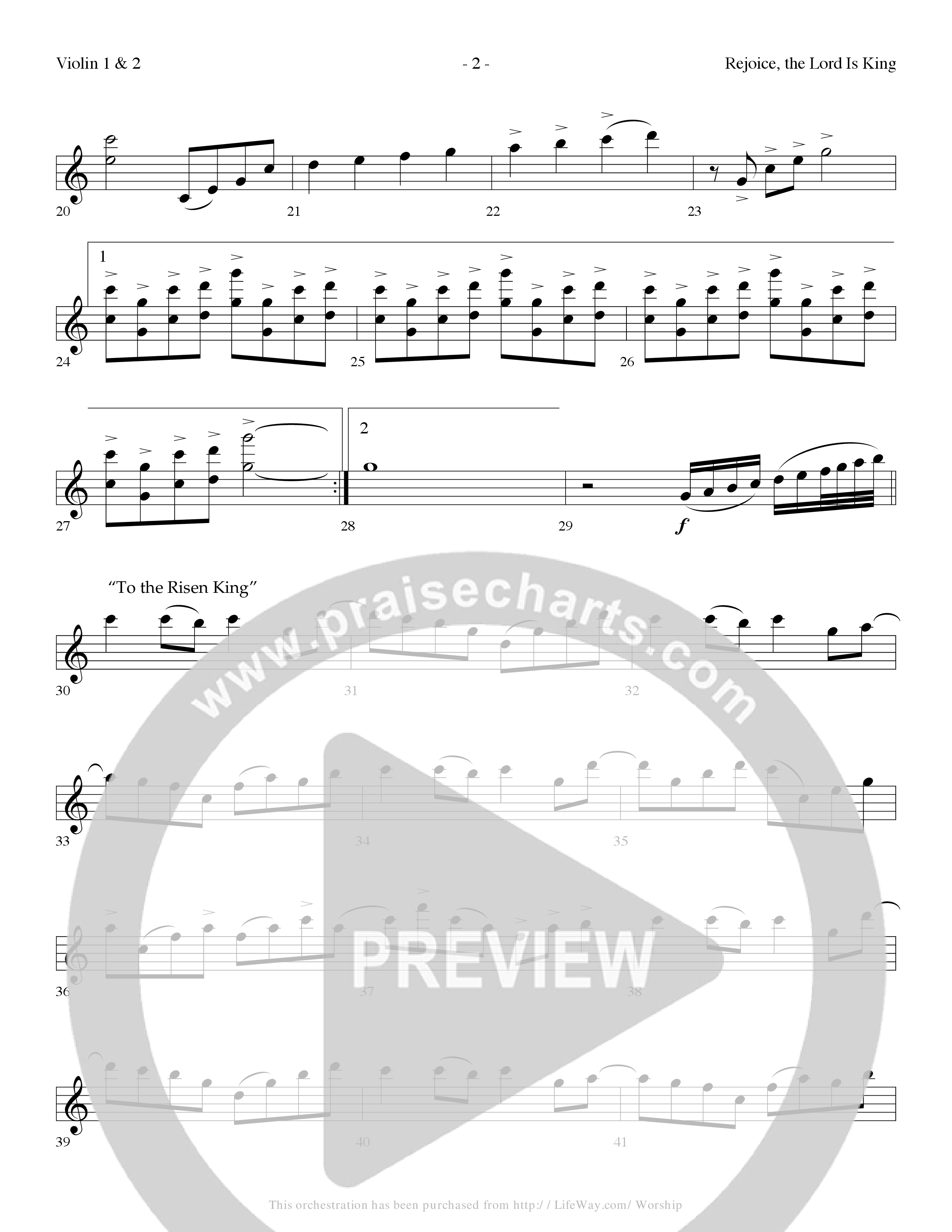 Rejoice The Lord Is King (Medley) (with To The Risen King, Hallelujah Chorus) (Choral Anthem SATB) Violin 1/2 (Lifeway Choral / Arr. Dennis Allen)