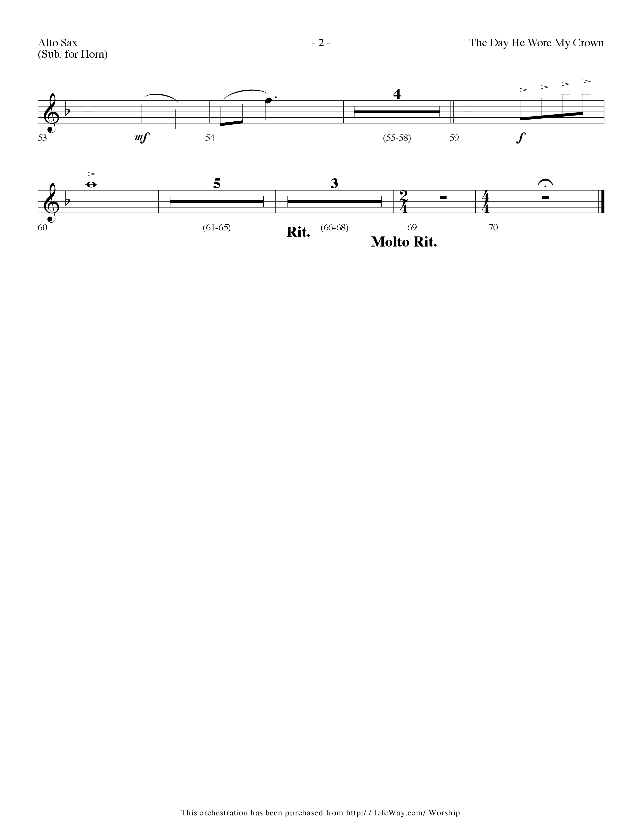 The Day He Wore My Crown (Choral Anthem SATB) Alto Sax (Lifeway Choral / Arr. Dennis Allen)