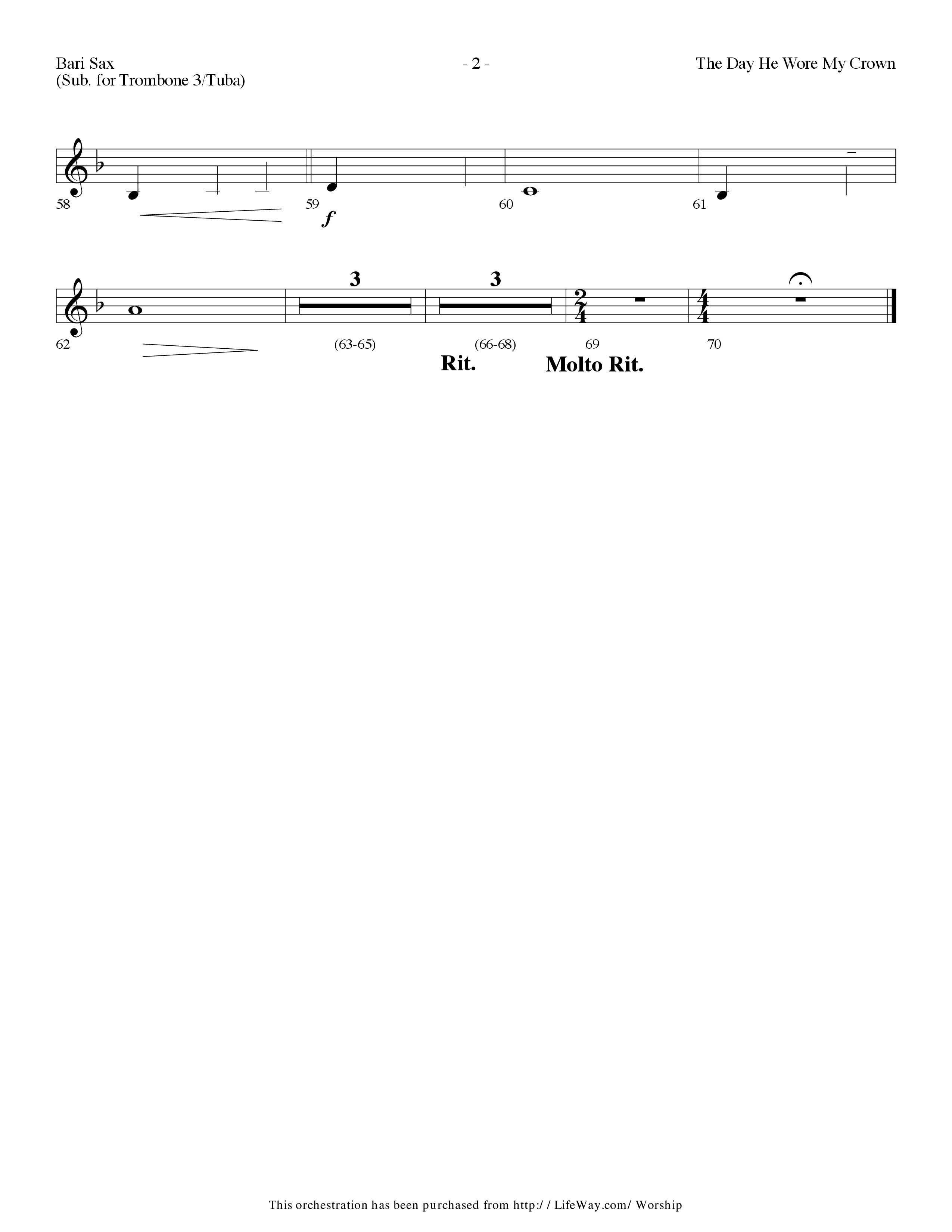 The Day He Wore My Crown (Choral Anthem SATB) Bari Sax (Lifeway Choral / Arr. Dennis Allen)