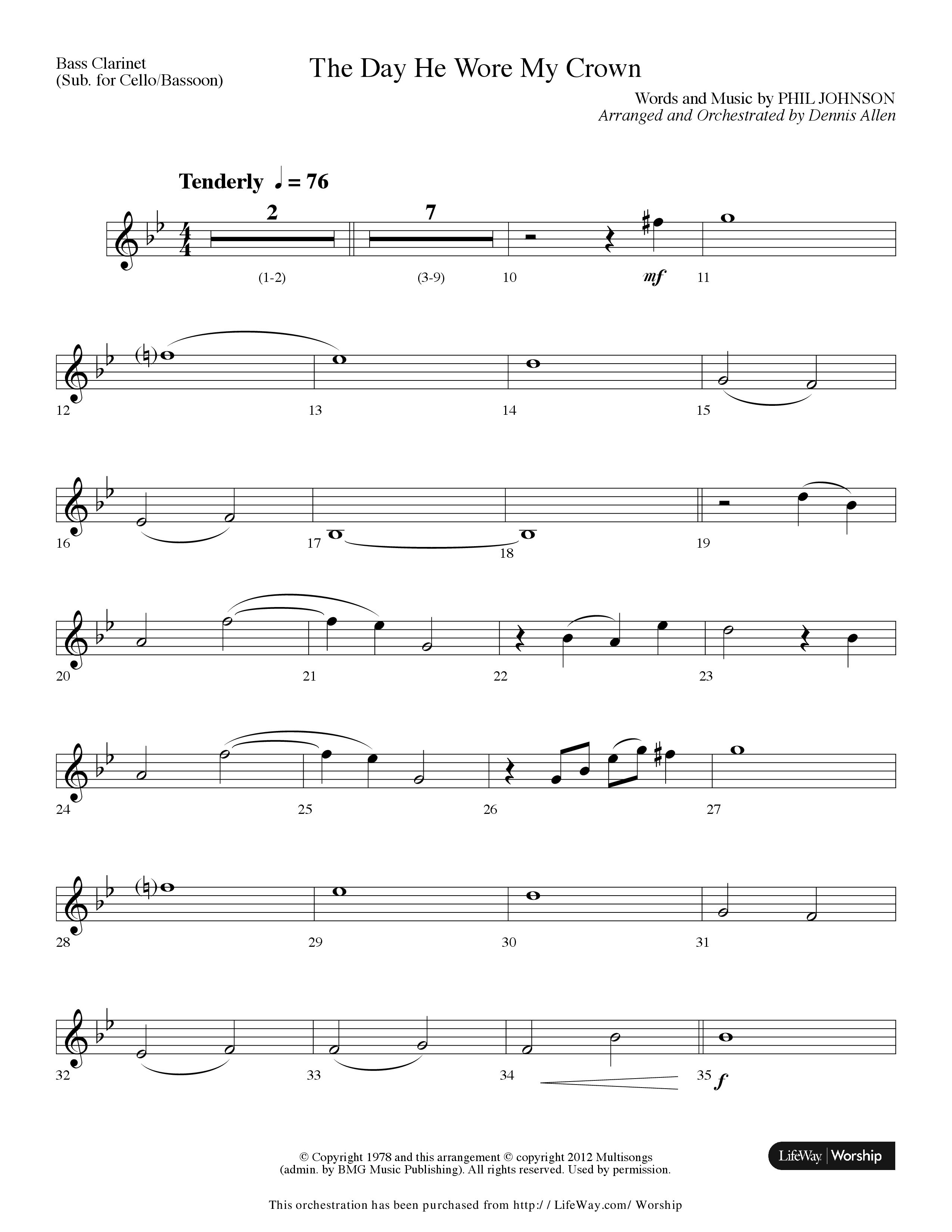 The Day He Wore My Crown (Choral Anthem SATB) Bass Clarinet (Lifeway Choral / Arr. Dennis Allen)