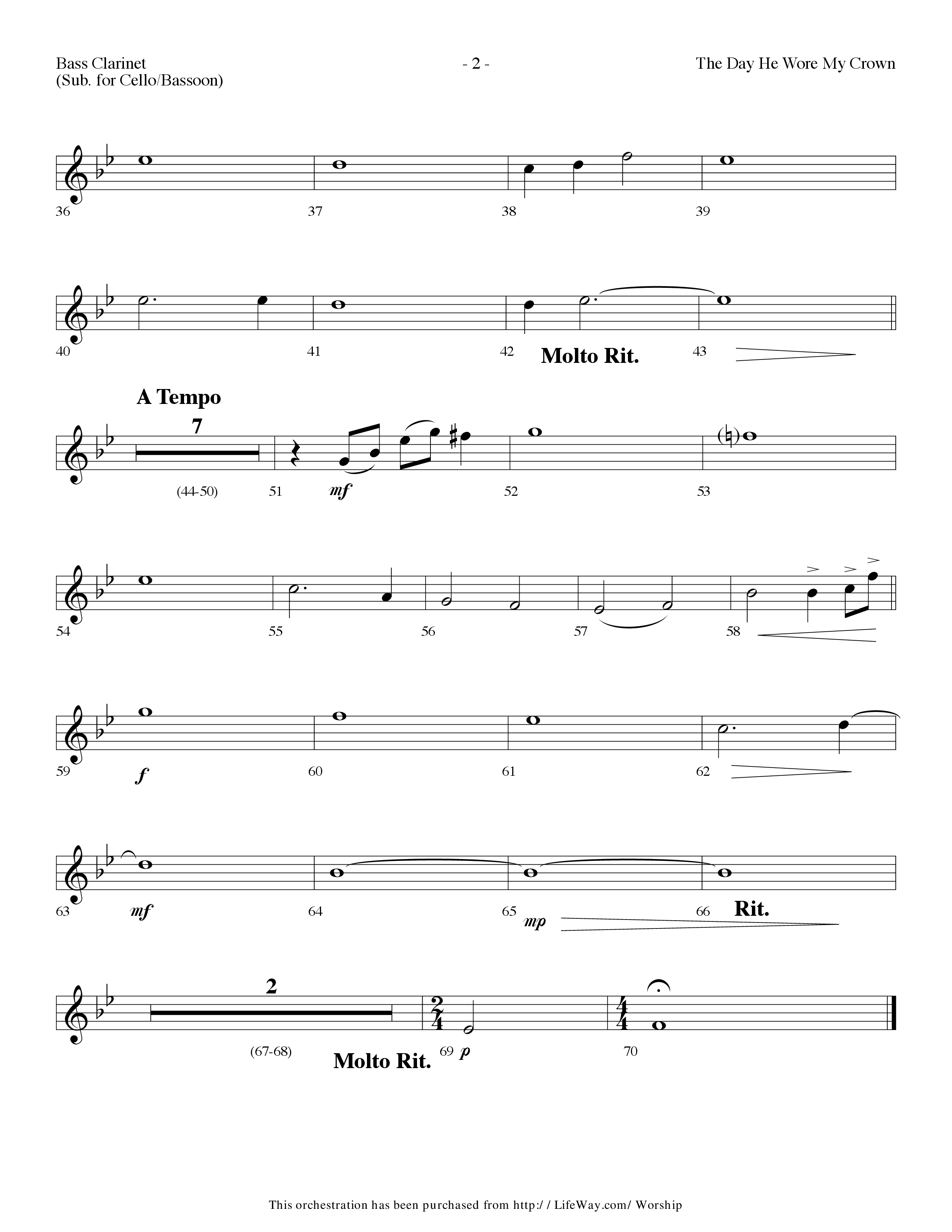 The Day He Wore My Crown (Choral Anthem SATB) Bass Clarinet (Lifeway Choral / Arr. Dennis Allen)