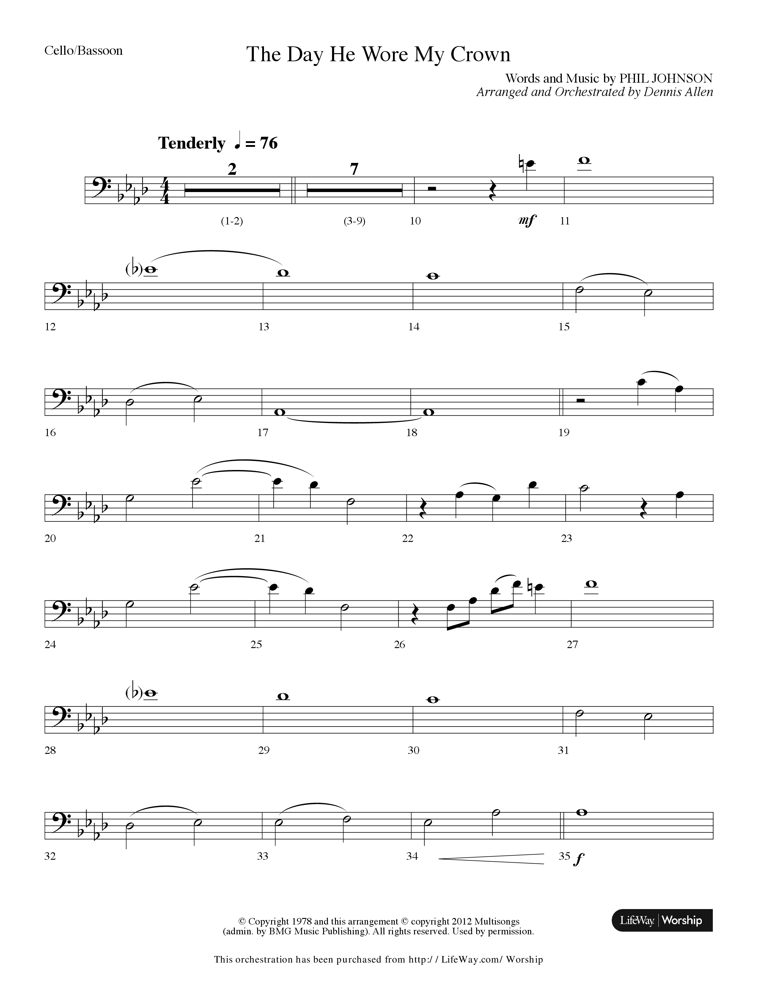 The Day He Wore My Crown (Choral Anthem SATB) Cello (Lifeway Choral / Arr. Dennis Allen)