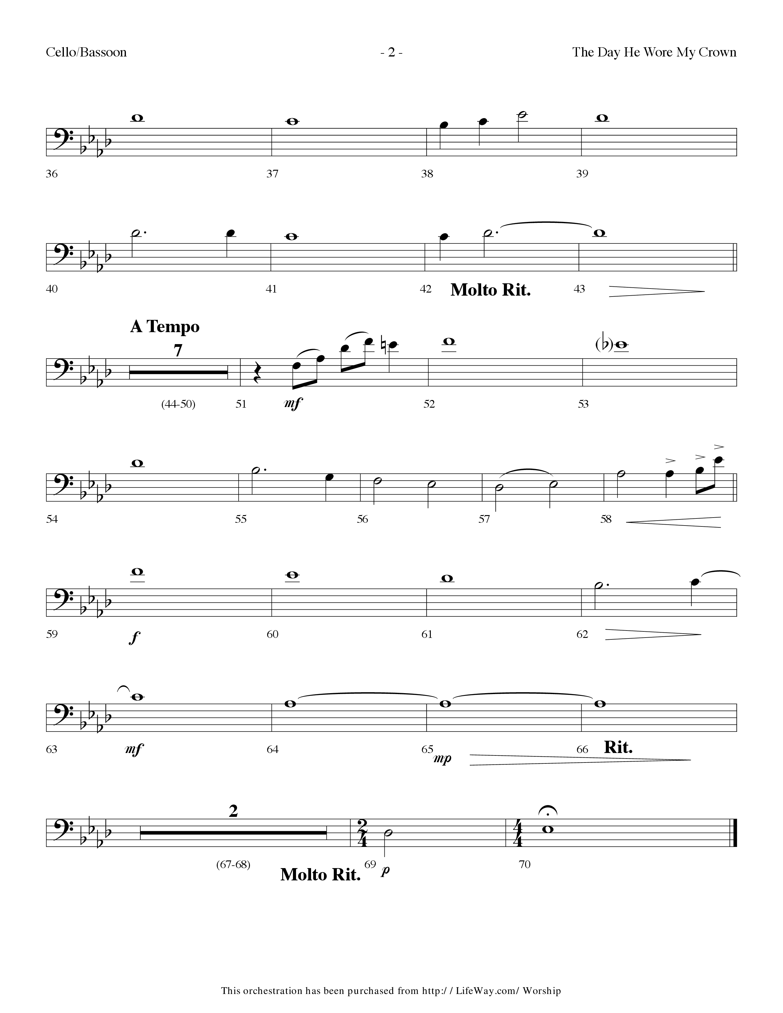 The Day He Wore My Crown (Choral Anthem SATB) Cello (Lifeway Choral / Arr. Dennis Allen)