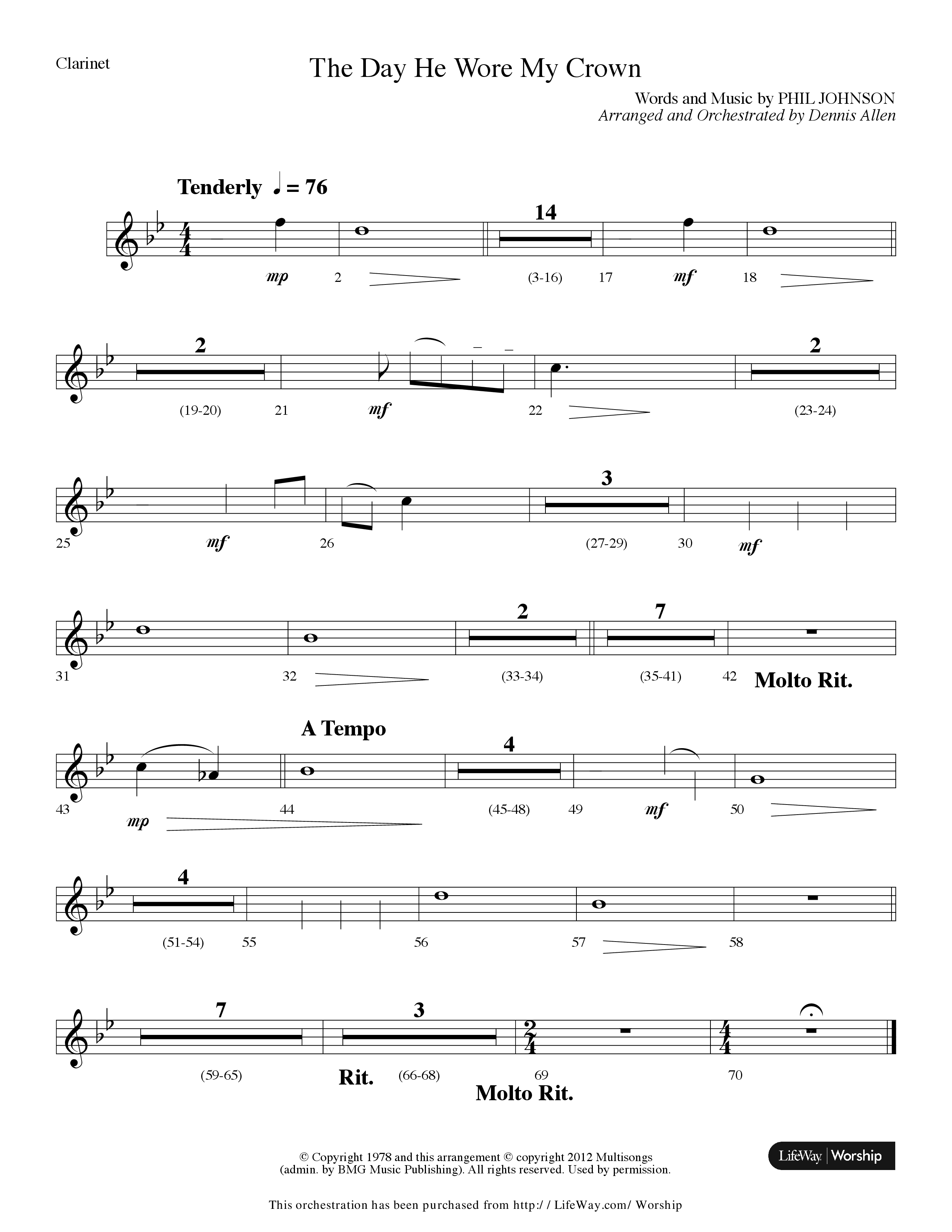 The Day He Wore My Crown (Choral Anthem SATB) Clarinet (Lifeway Choral / Arr. Dennis Allen)