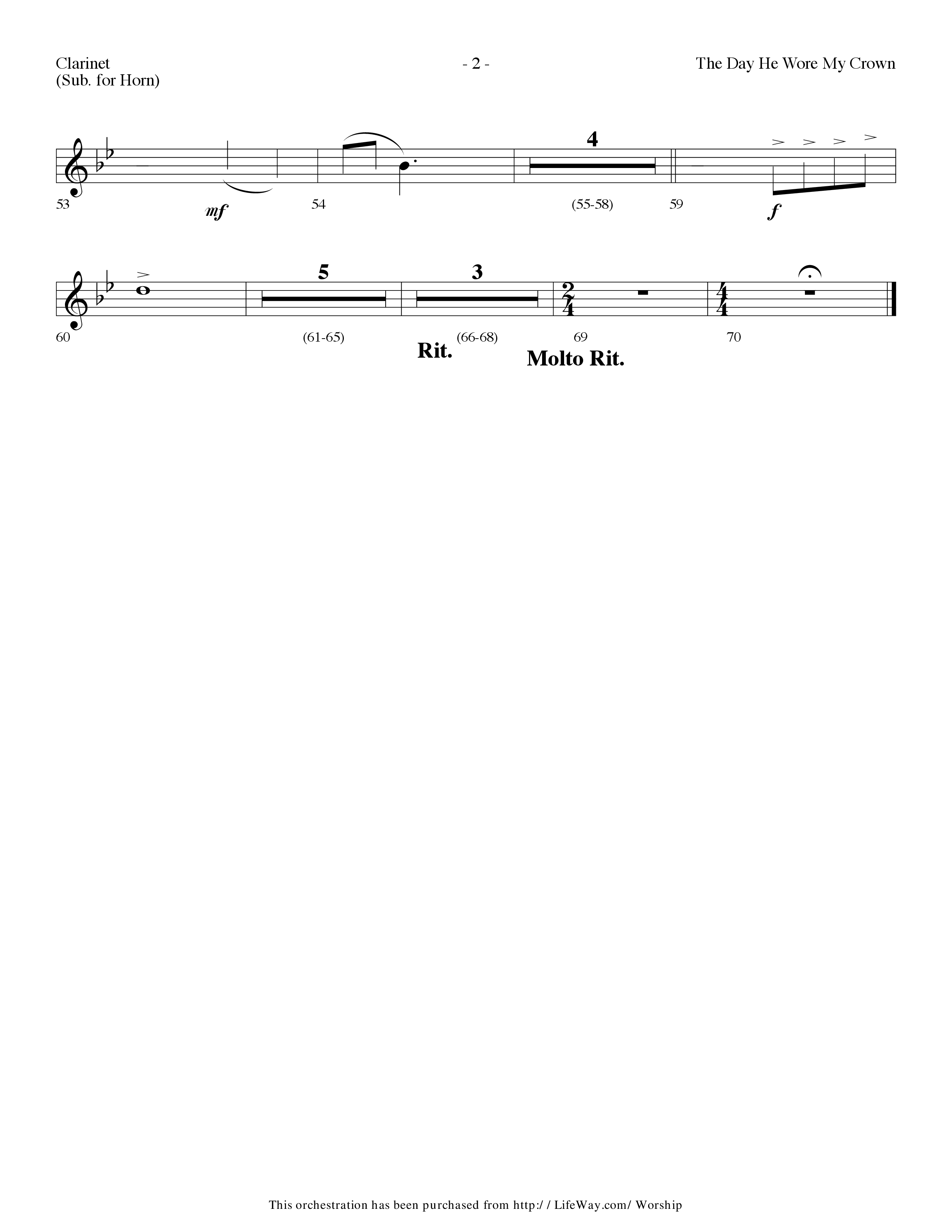 The Day He Wore My Crown (Choral Anthem SATB) Clarinet (Lifeway Choral / Arr. Dennis Allen)