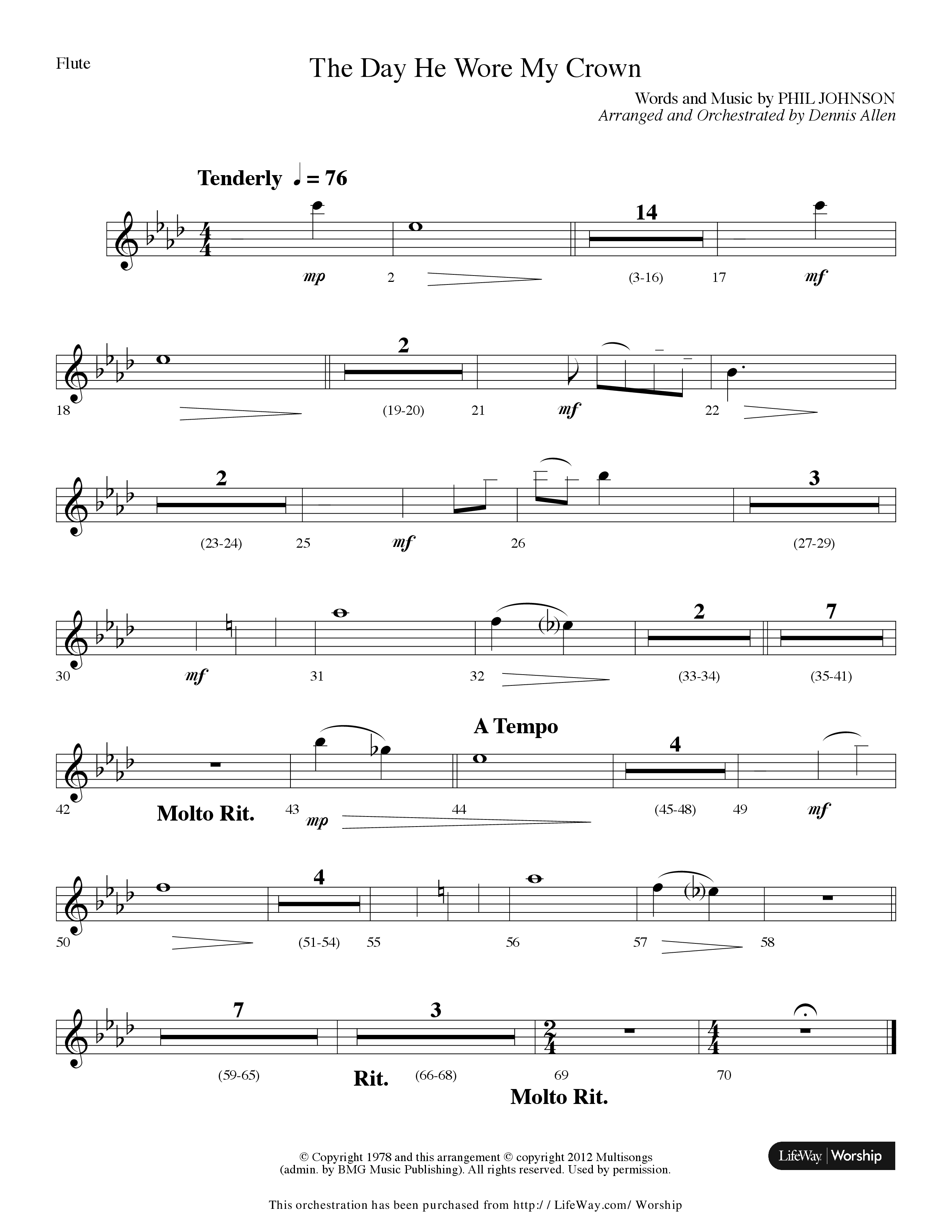The Day He Wore My Crown (Choral Anthem SATB) Flute (Lifeway Choral / Arr. Dennis Allen)